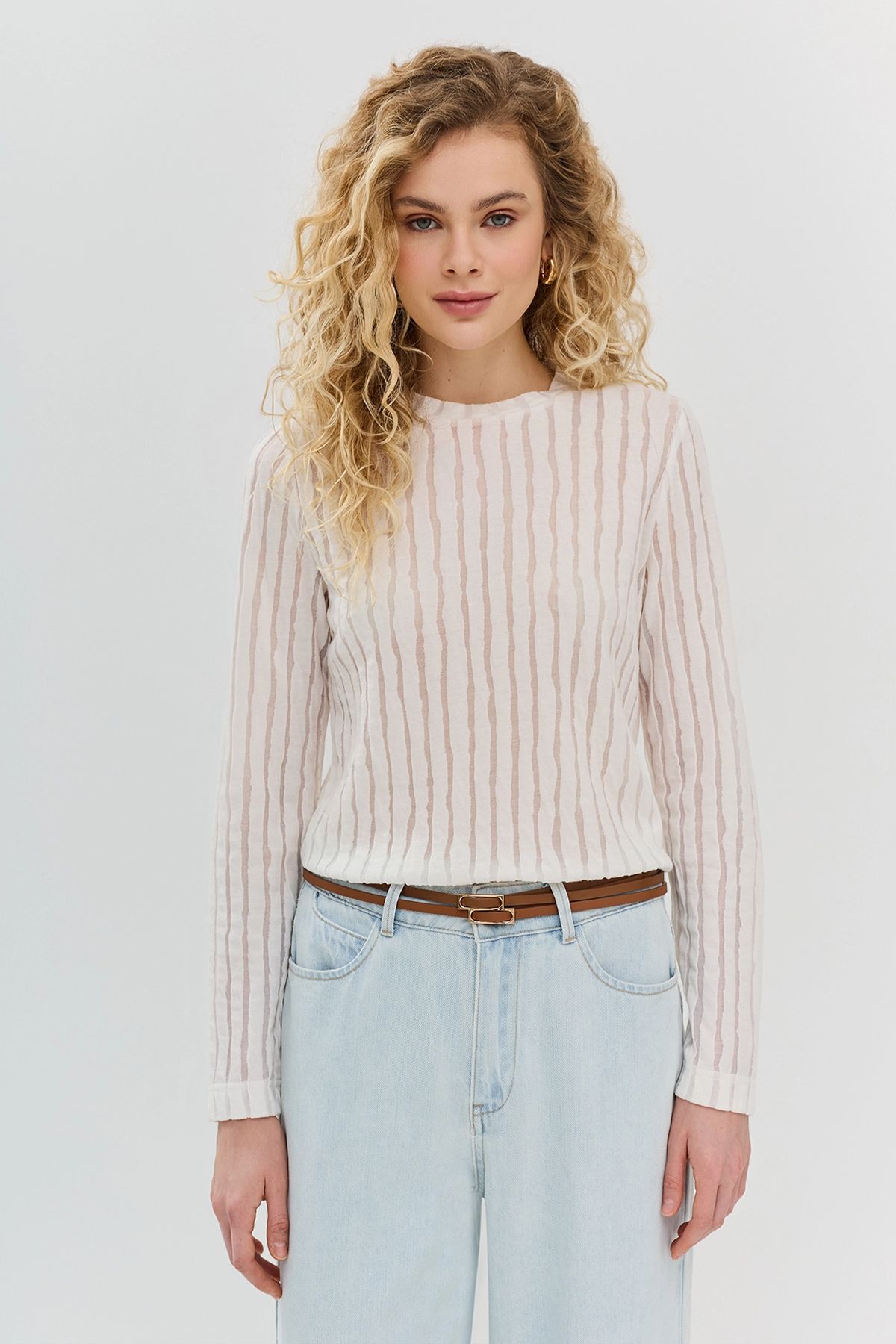 Тонкий двойной ремень с фигурной пряжкой, M