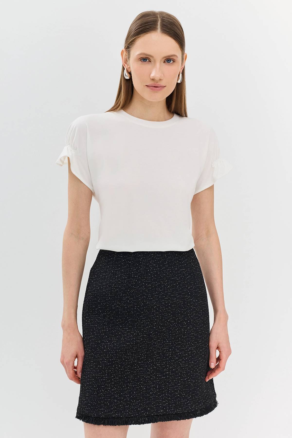 Лимитированая серия юбка-мини из твида с ремнем, 48