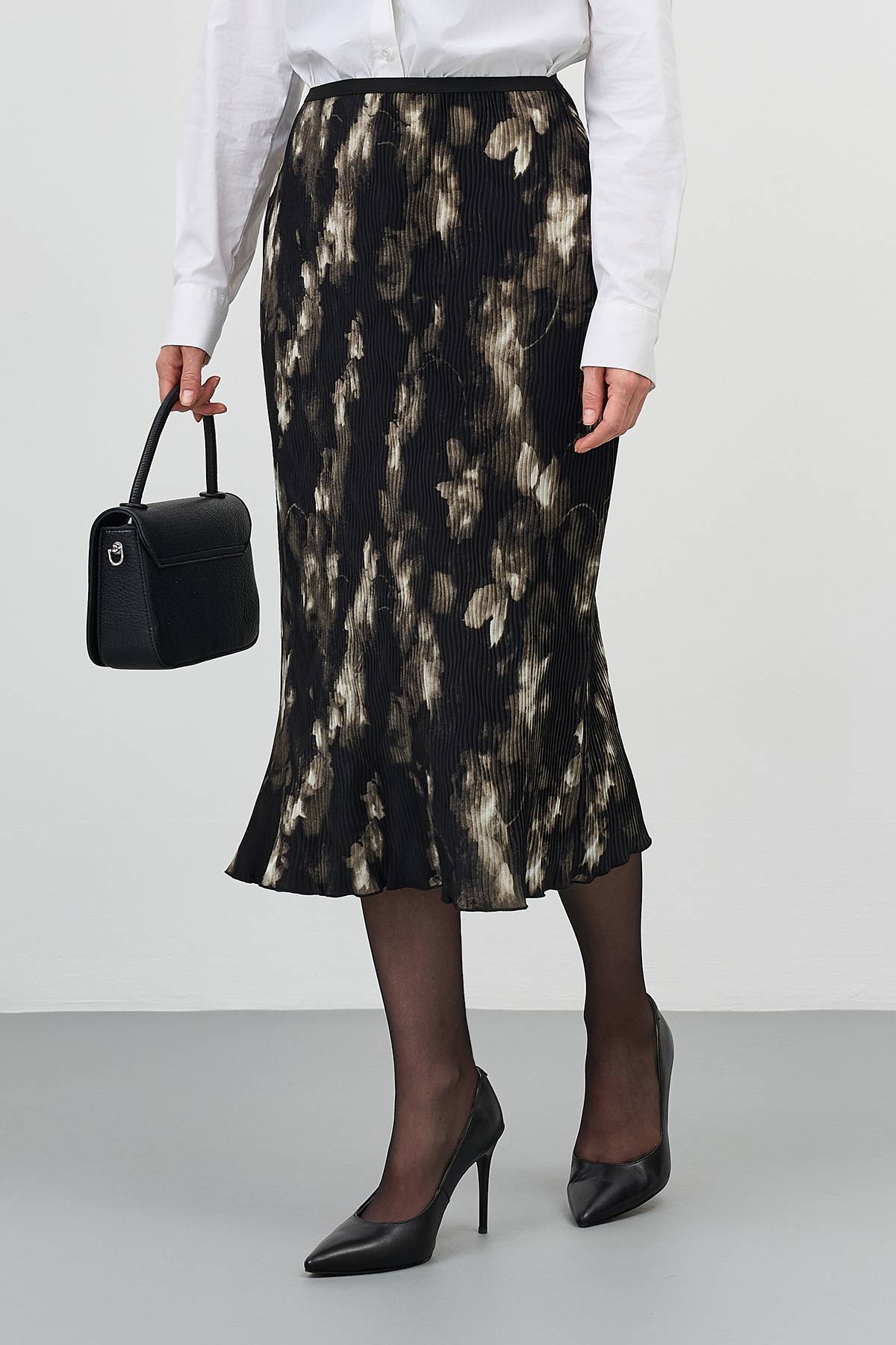 Юбка-плиссе из фактурной ткани, 42