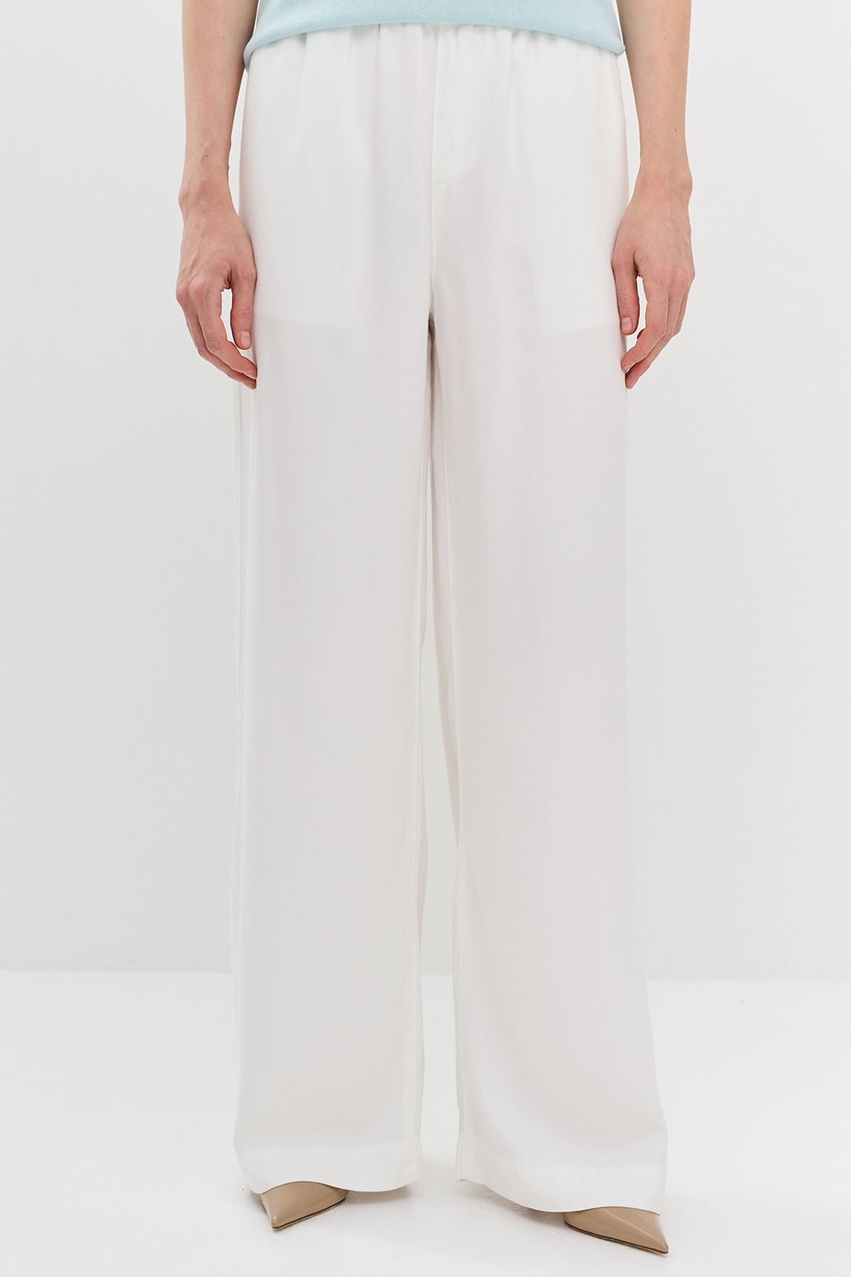 Джинсы-палаццо на резинке в белом цвете, 46р