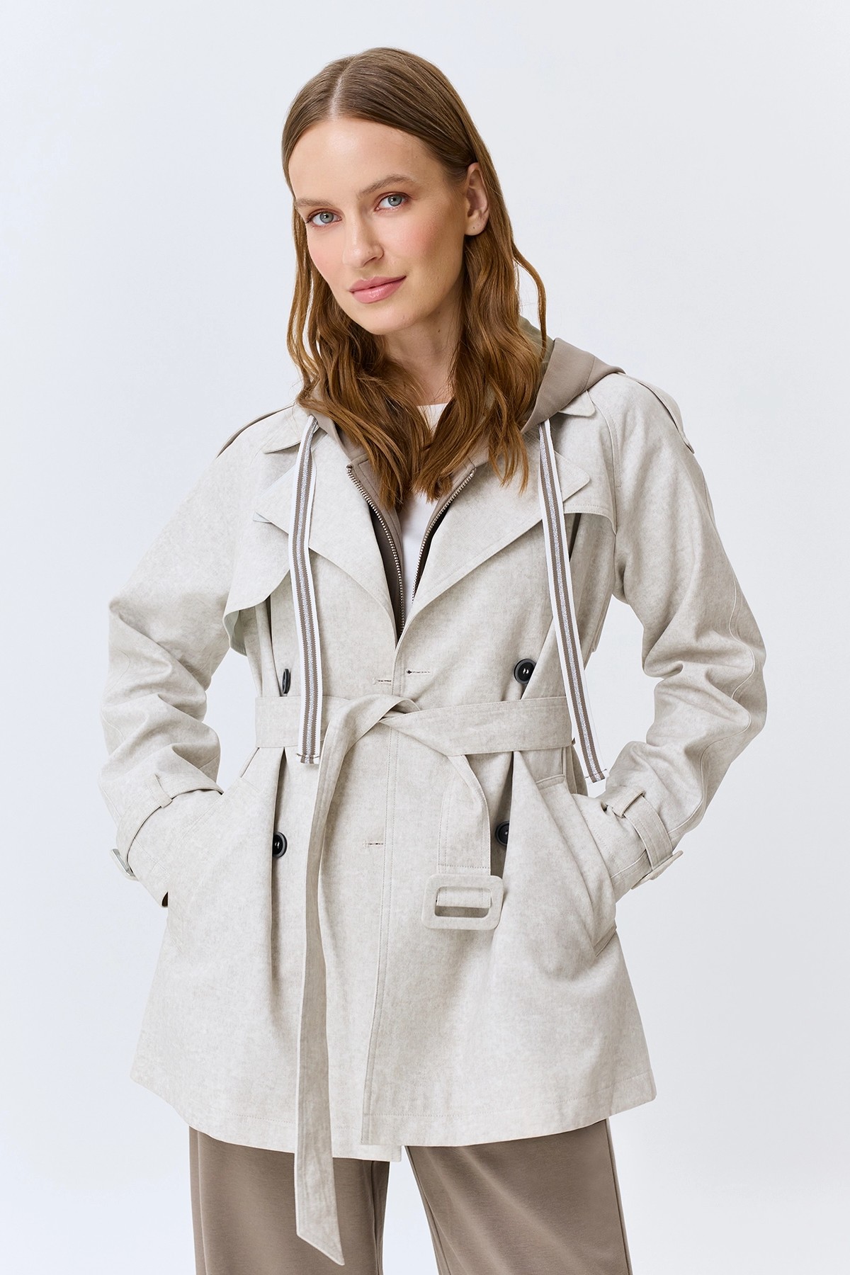 Укороченный тренч из 100% хлопка, 44