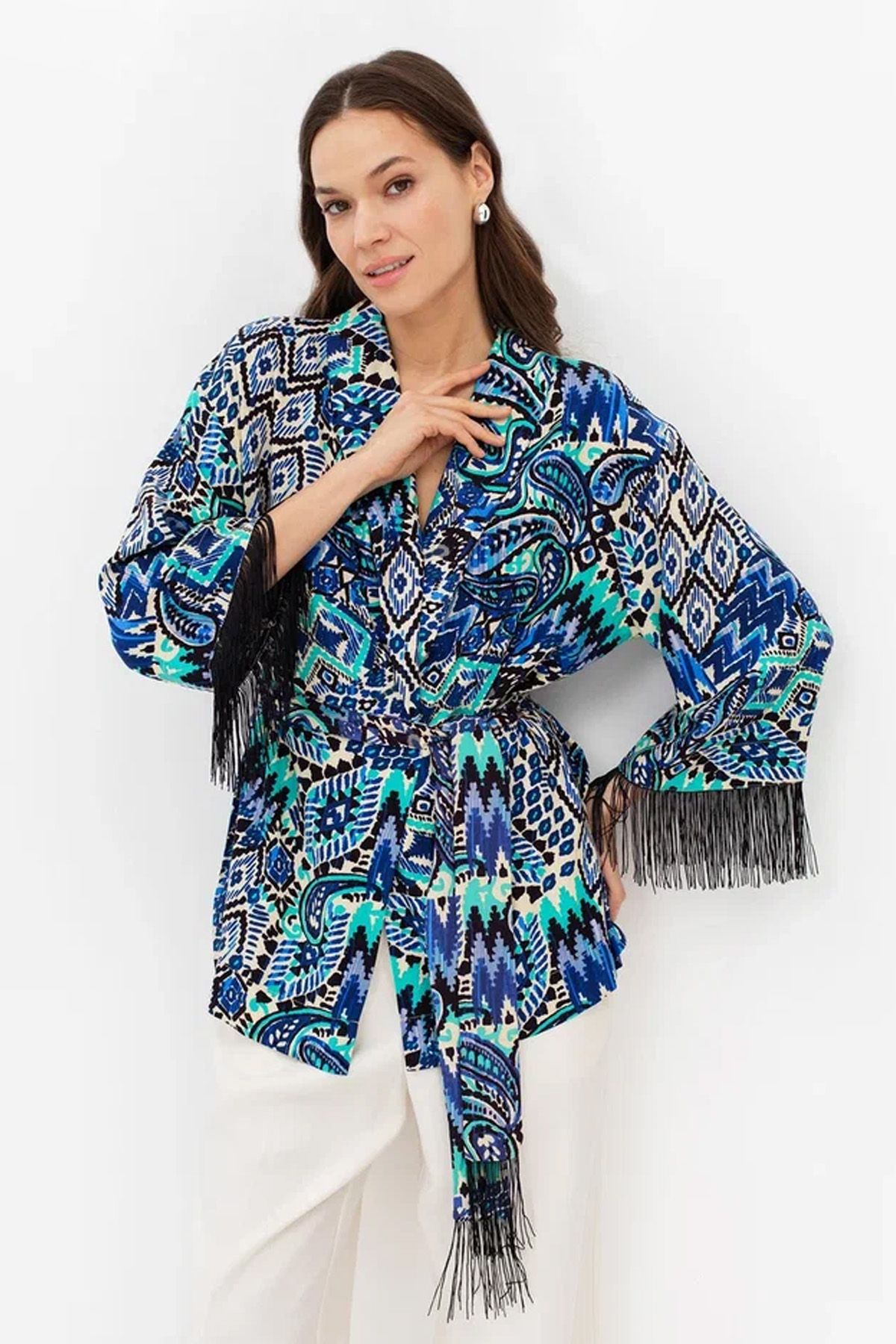 Блузка с акцентной бахромой, 48р