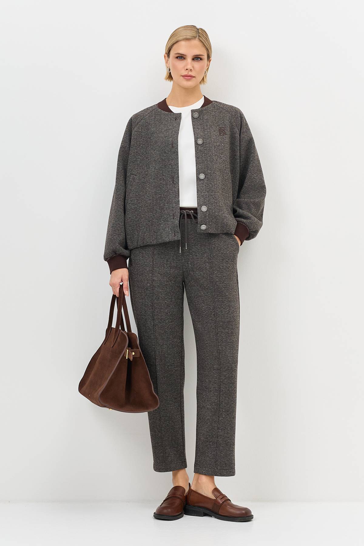 Лимитированная серия теплые брюки с застроченными стрелками и ремень, 46