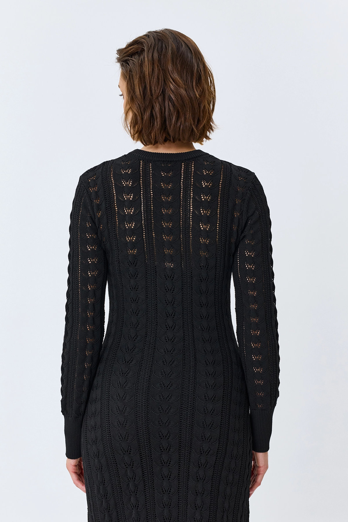 Ажурное платье из вискозы, черный, 50