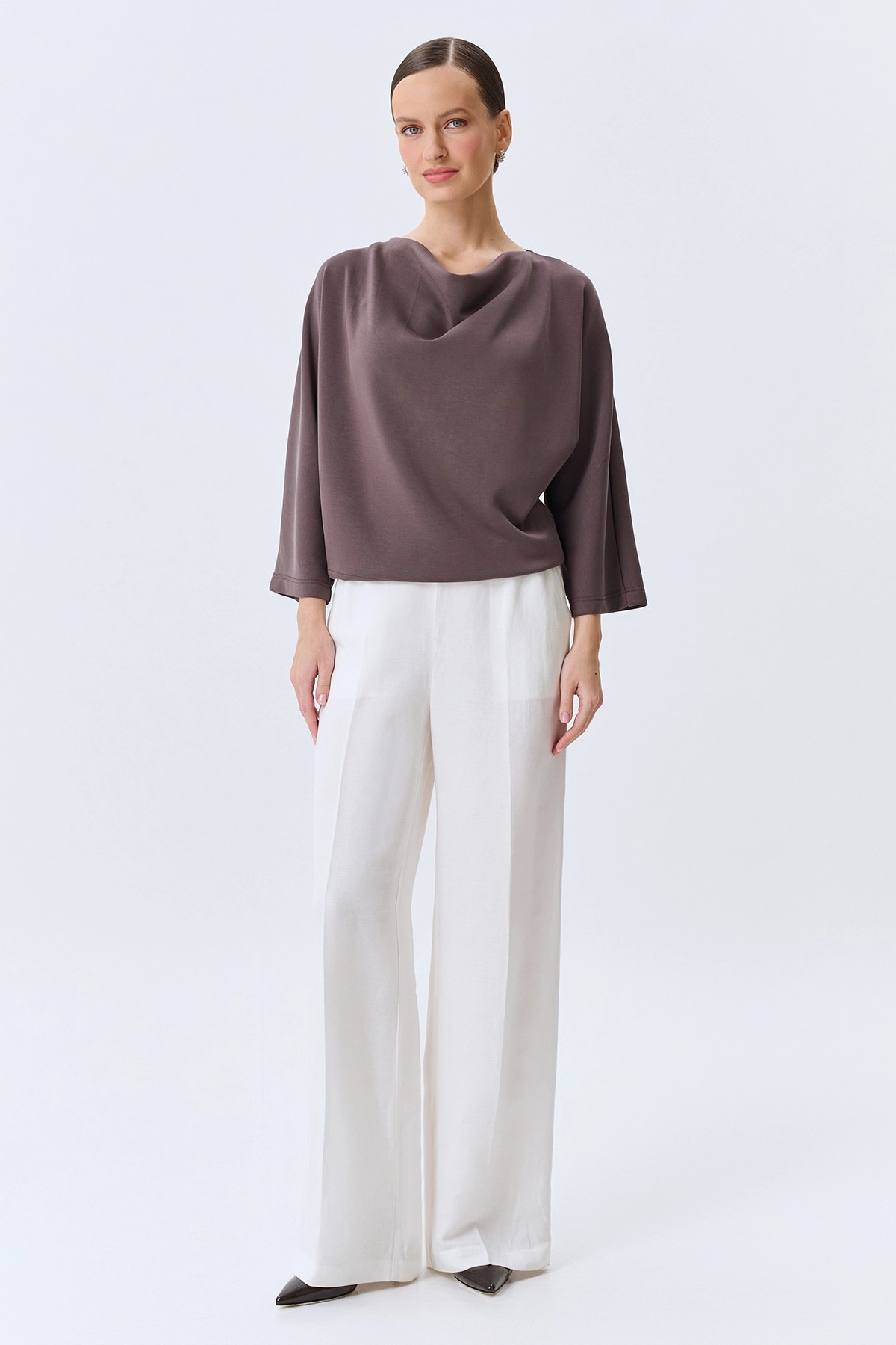 Джемпер из модала с драпировкой, 44