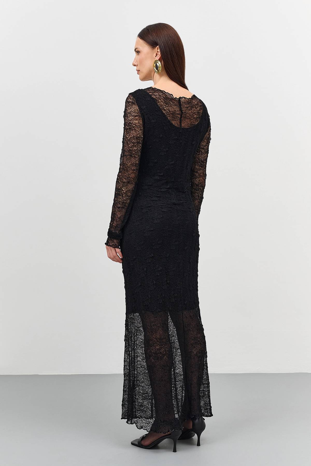 Кружевное платье макси, 40