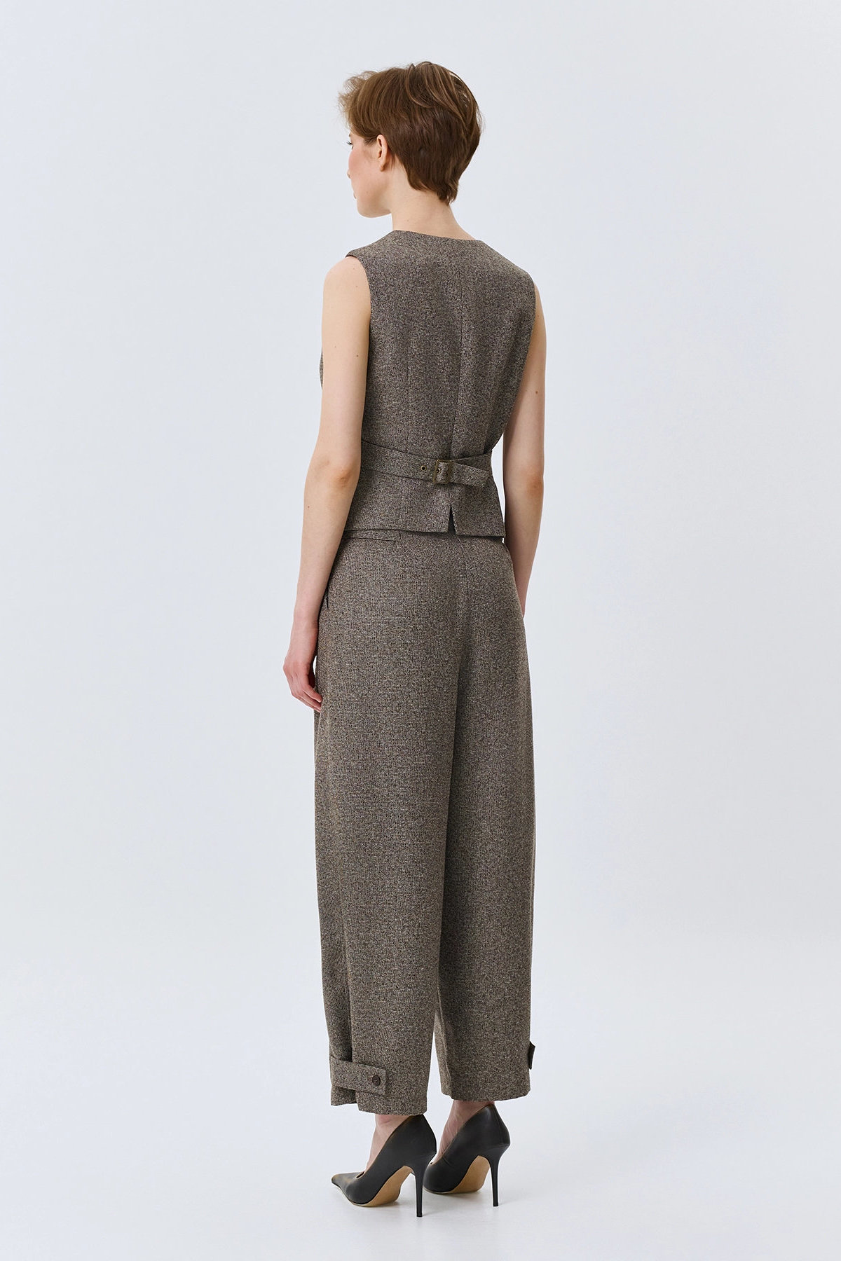 Брюки коричневые с узором Herringbone, 50