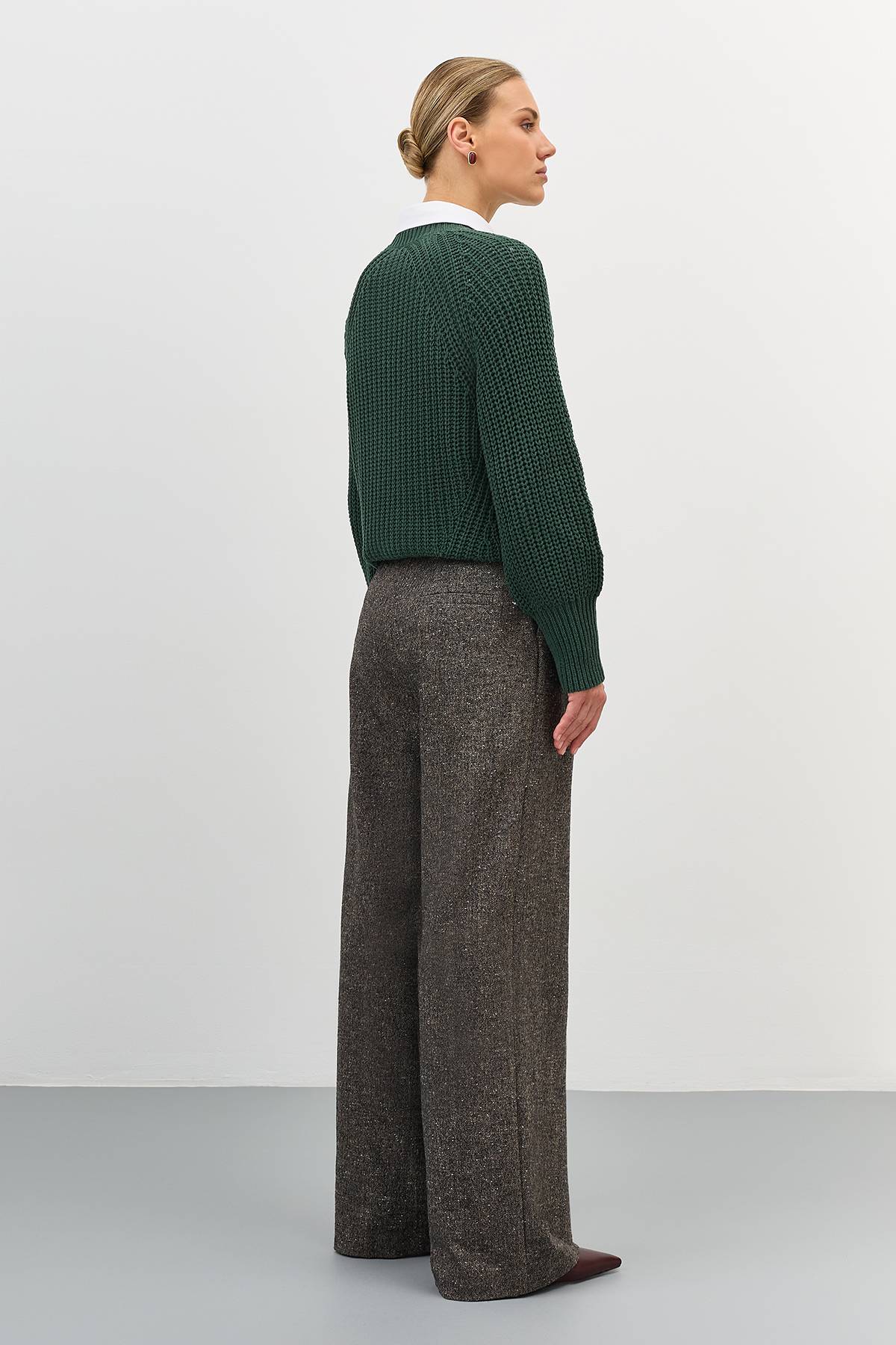 Лимитированная серия брюки палаццо из букле и ремень, 42