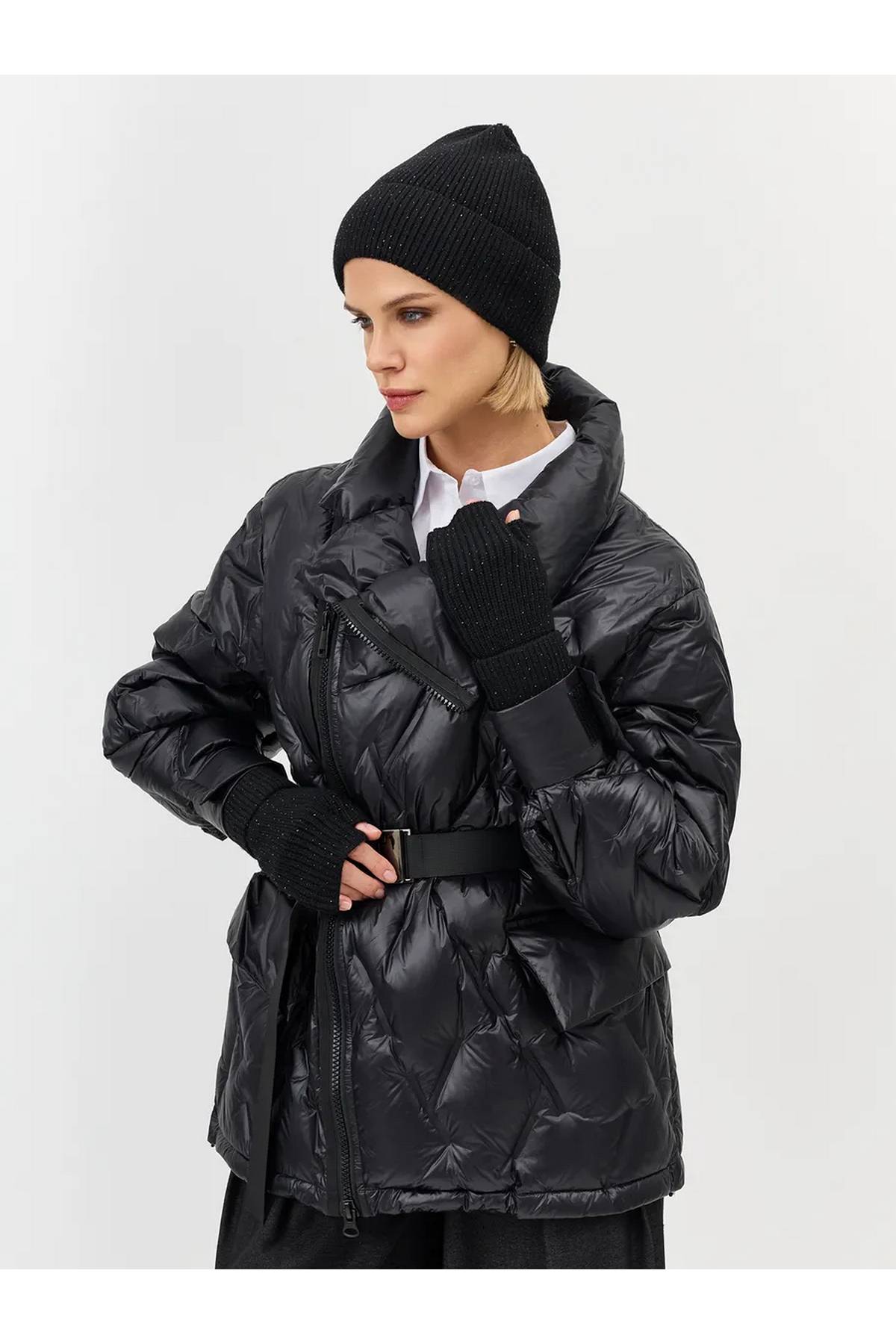 Черные митенки вязаные теплые зимние, One