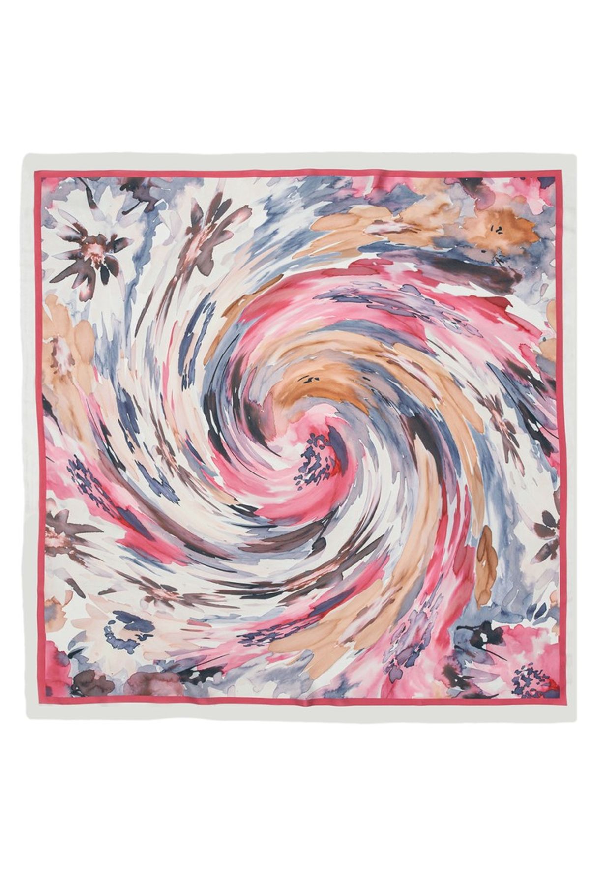 Платок с абстрактным принтом в розовых оттенках, 90х90