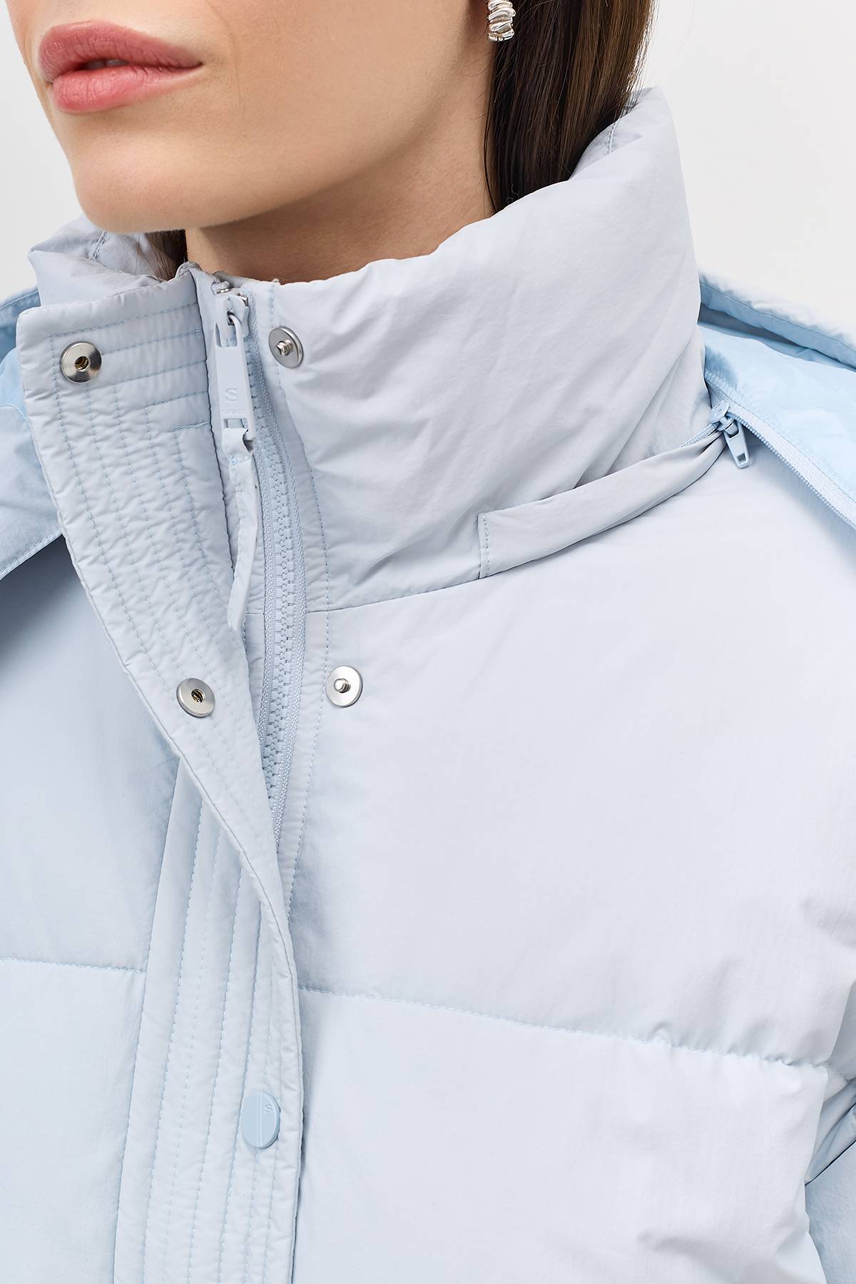 Лимитированная серия голубая куртка с четким кроем и асимметриейс варежками, 40