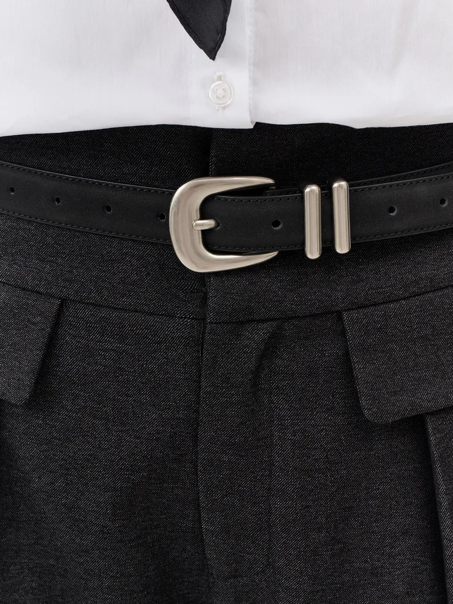 Ремень из натуральной кожи с квадратной пряжкой, M