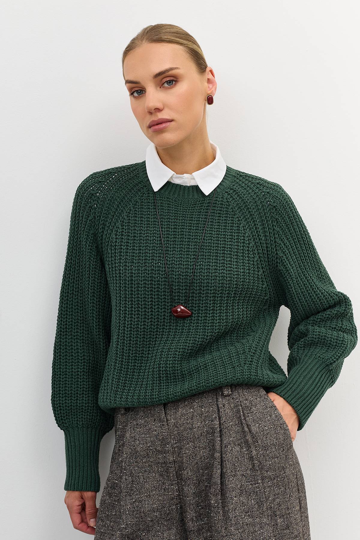 Лимитированная серия брюки палаццо из букле и ремень, 42