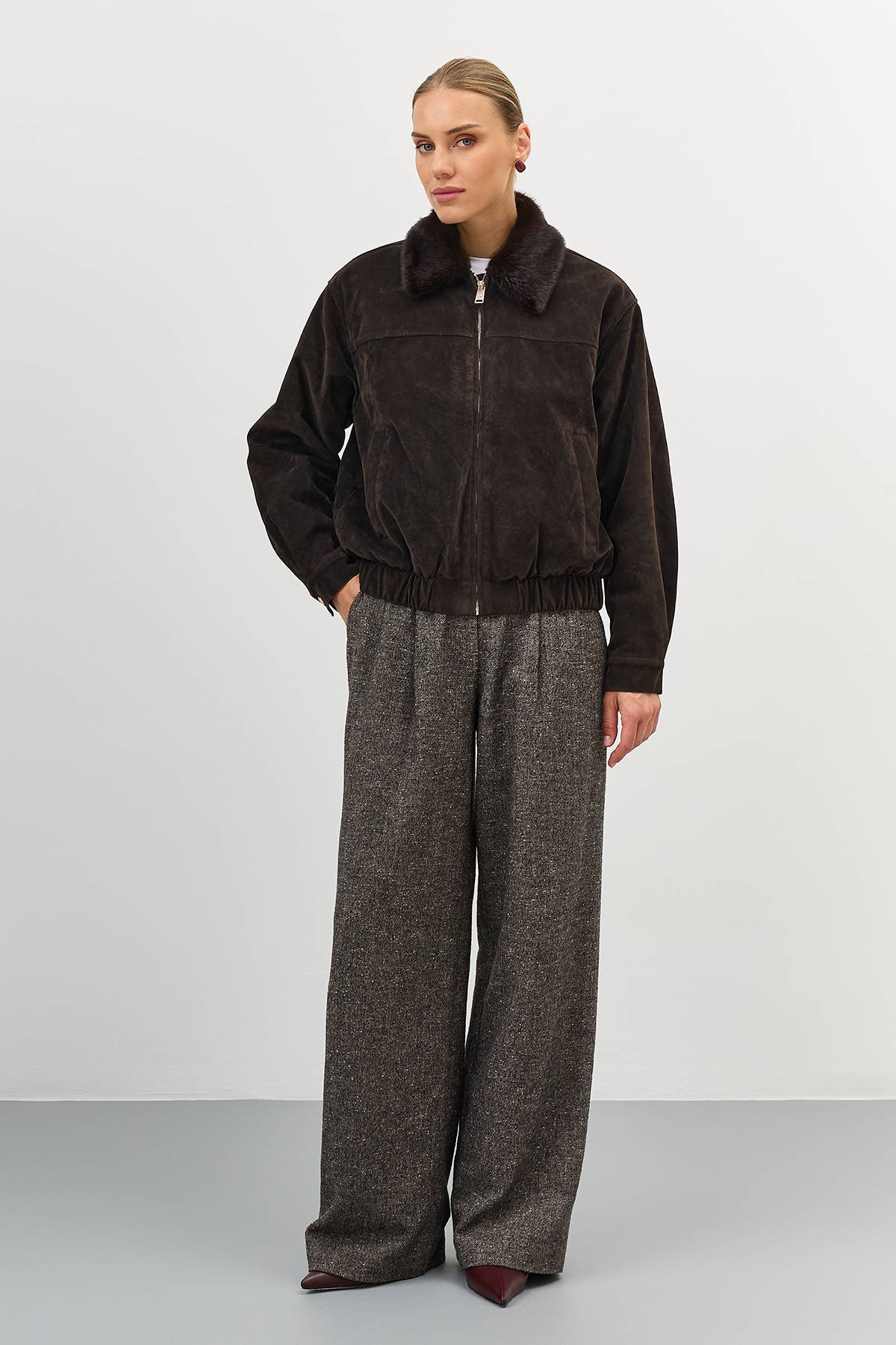 Лимитированная серия брюки палаццо из букле и ремень, 42