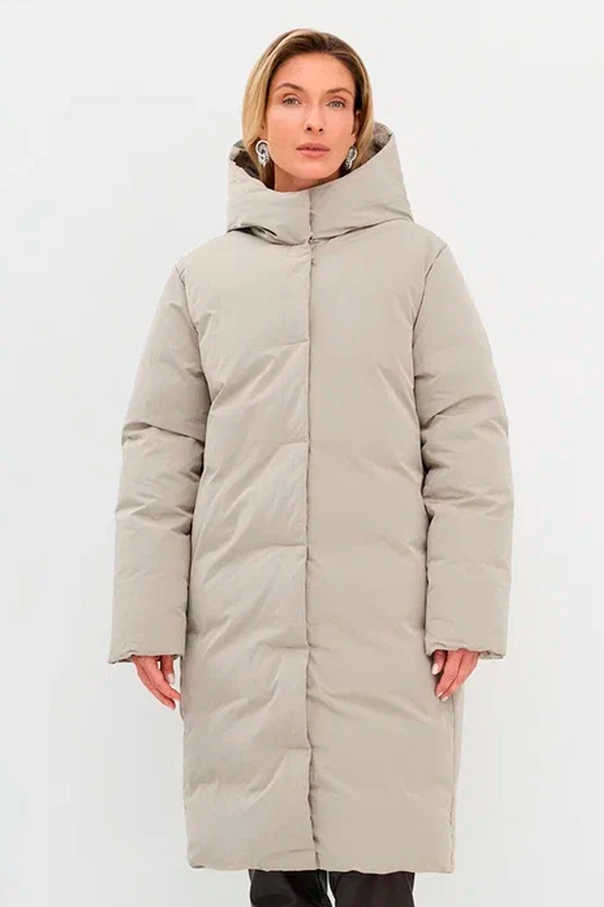 Минималистичный пуховик из ткани с Peach эффектом, 52