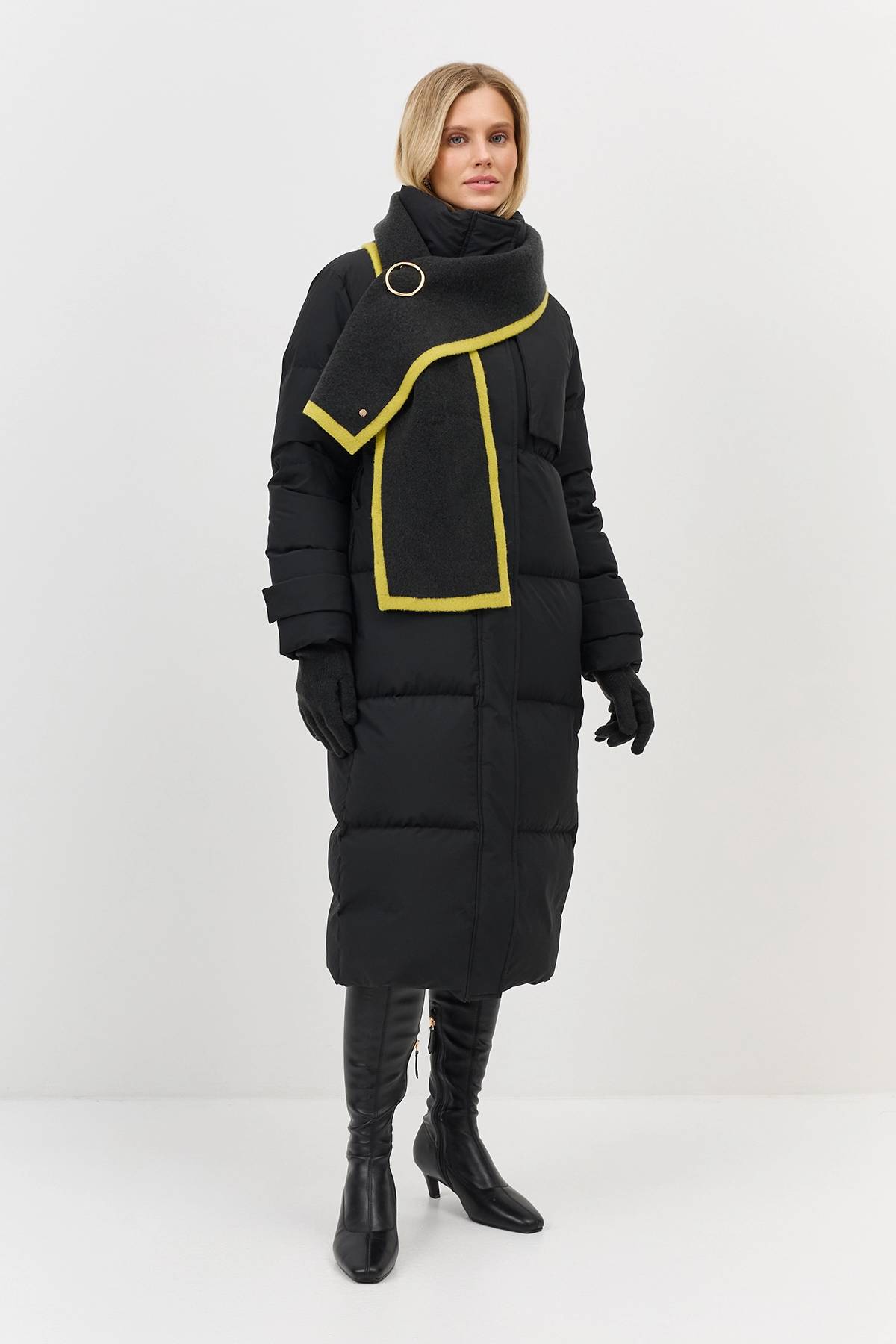 Двухцветный вязаный шарф с контрастным краем, One