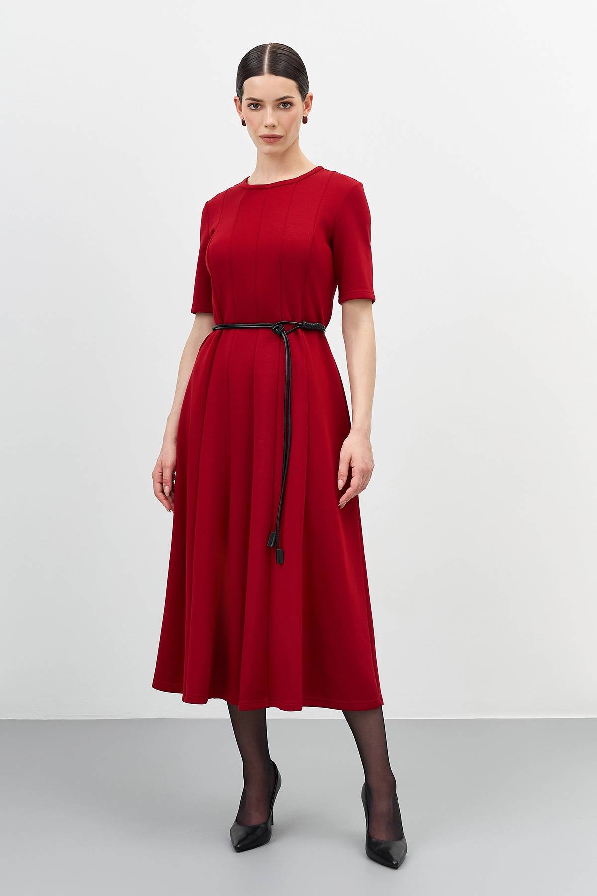 Лимитированнная серия темно-красное платье с палантином, 40