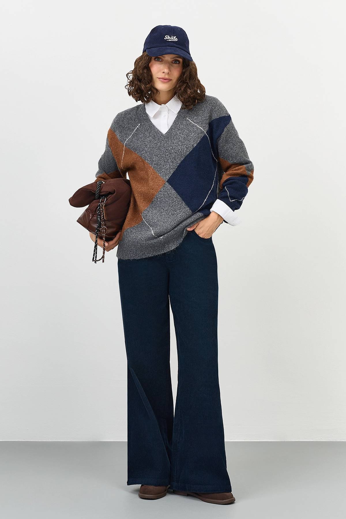 Свитер с узором "аргайл", 40