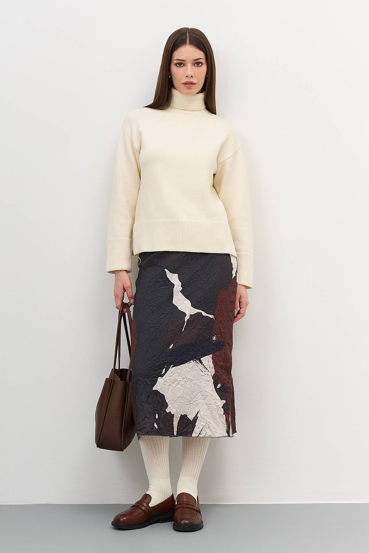 Лимитированная серия джемпер с воротником гольф и ремень, 42