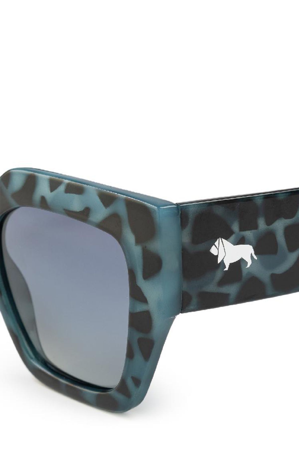 Солнцезащитные очки квадратной формы с широкой оправой в черно-cинем цвете, One size