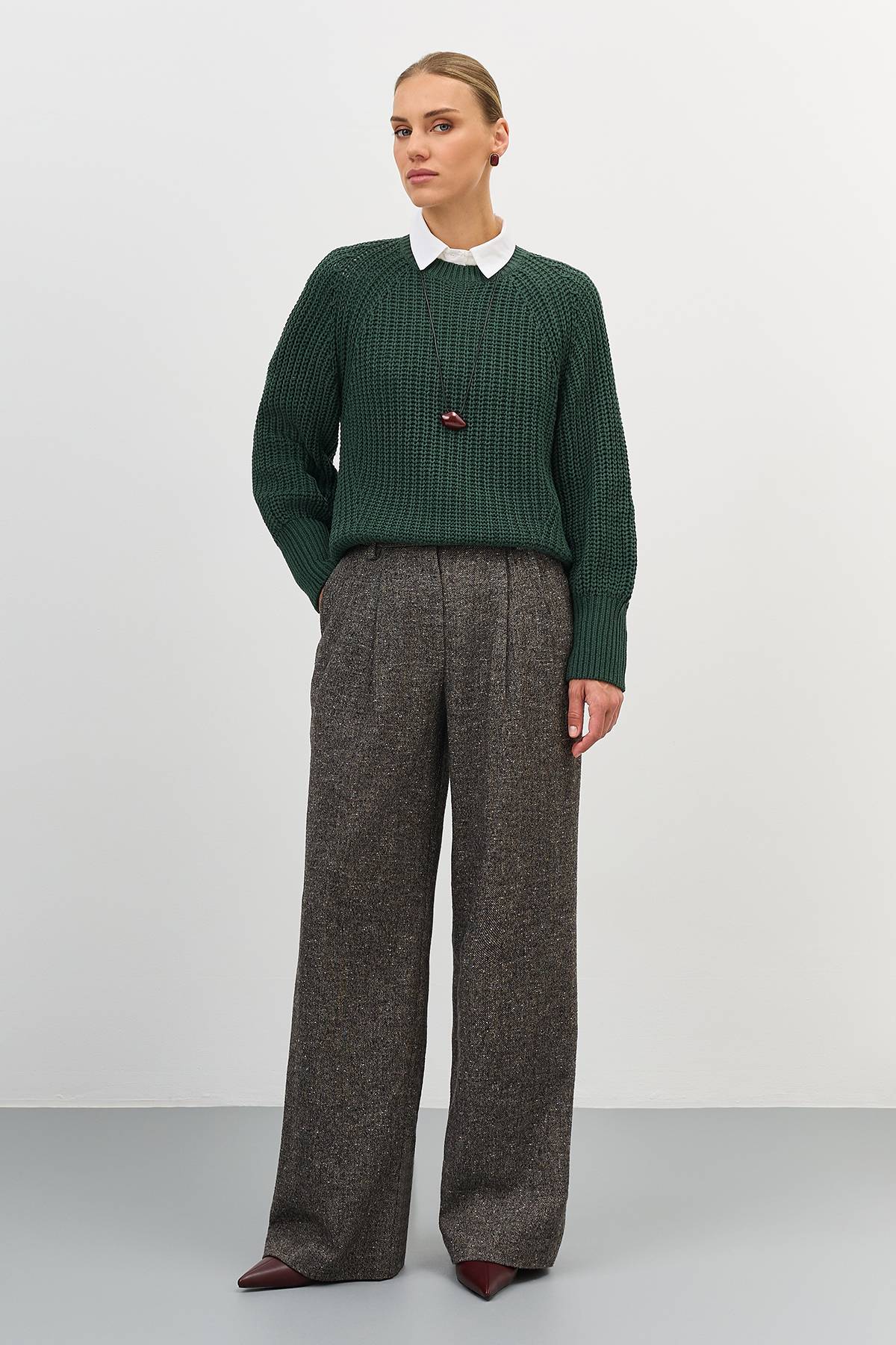 Лимитированная серия брюки палаццо из букле и ремень, 42