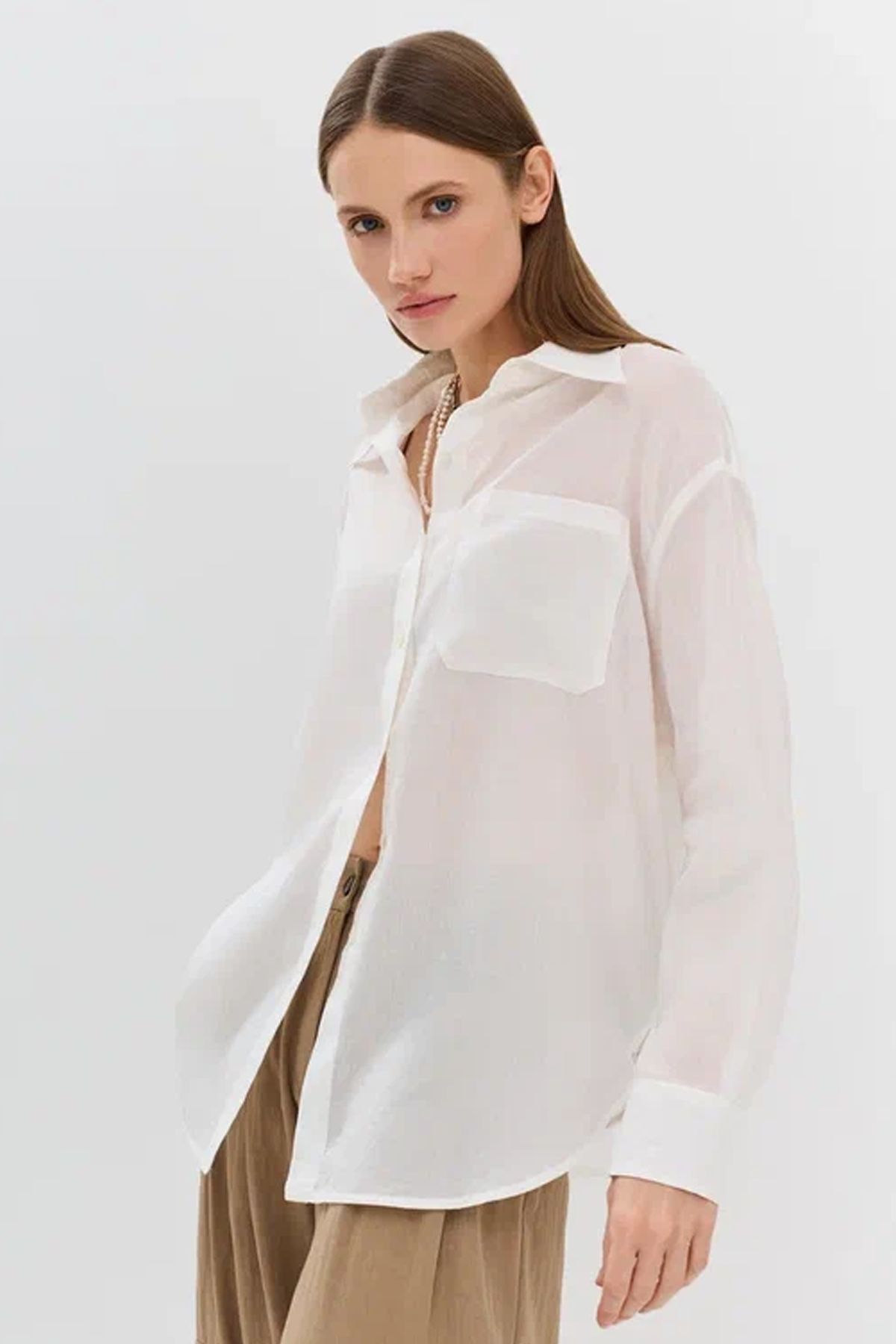 Объёмная блузка из полупрозрачной ткани, 48р