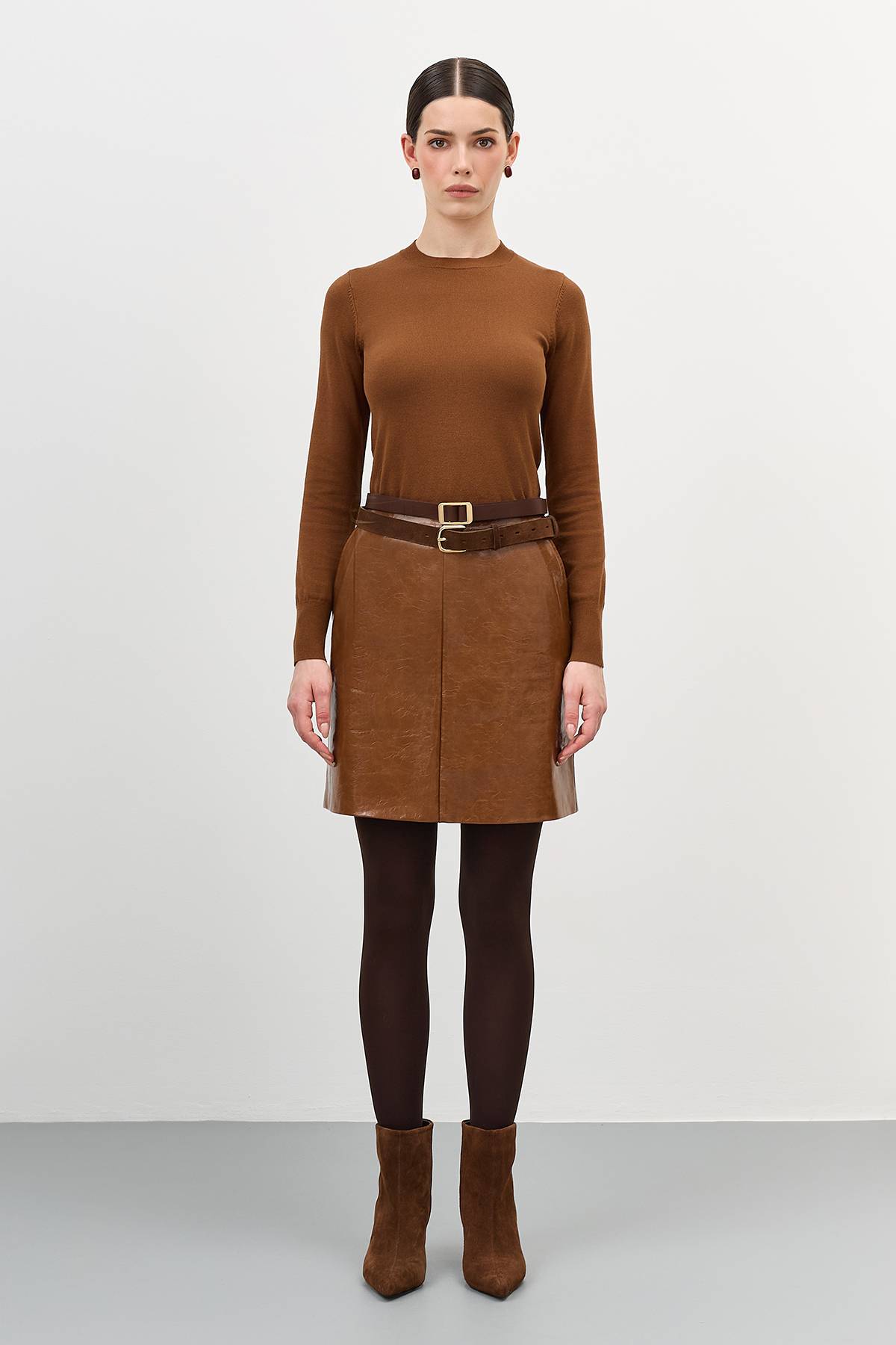 Мини-юбка из экокожи, 40