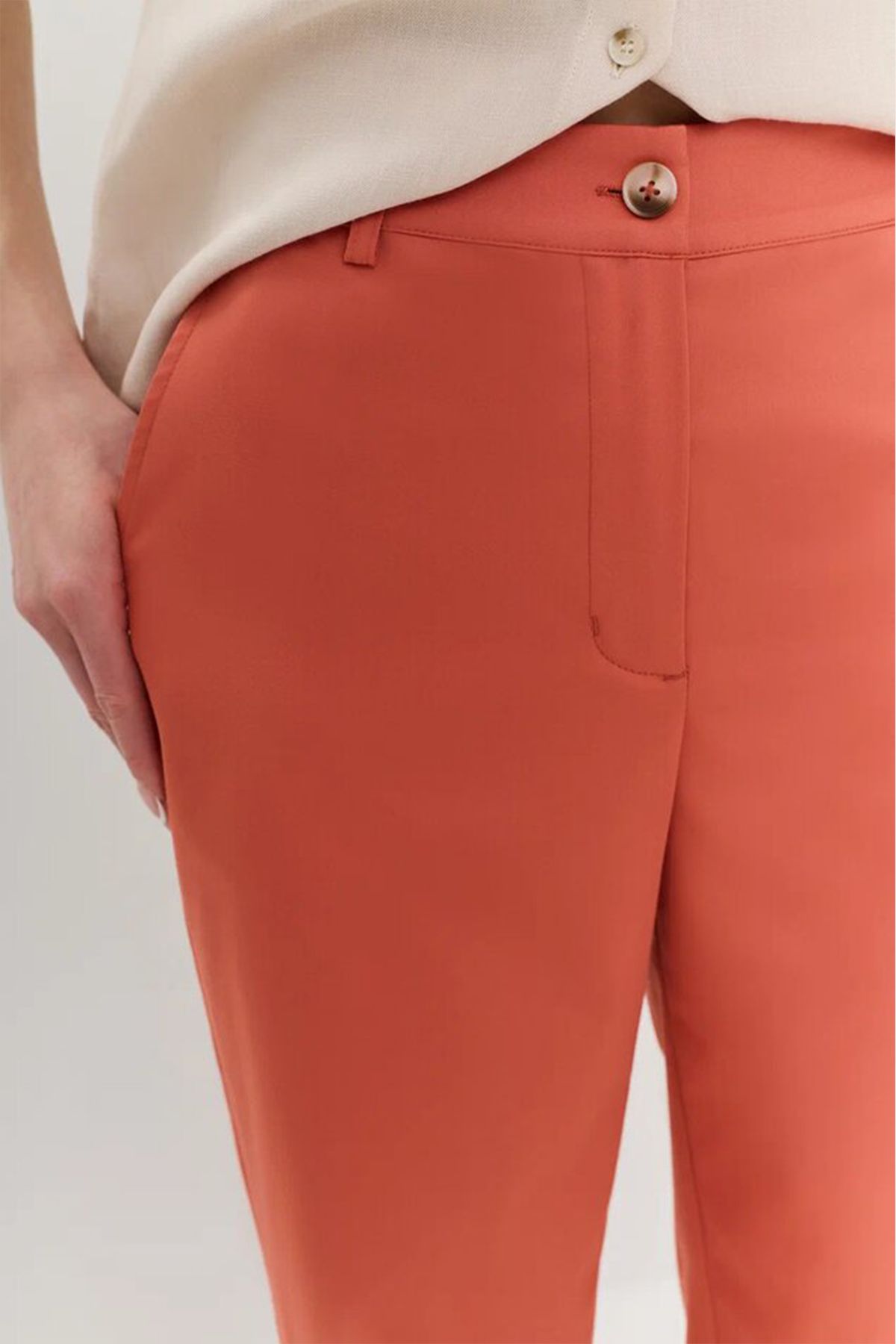 Терракотовые брюки-чиносы, 52р