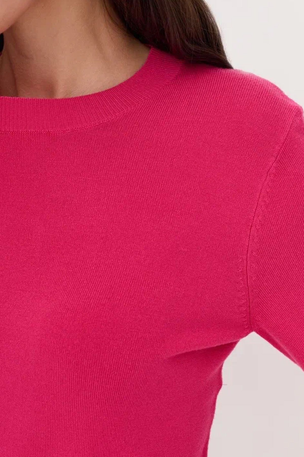 Базовый вязаный джемпер в цвете фуксия, 46р