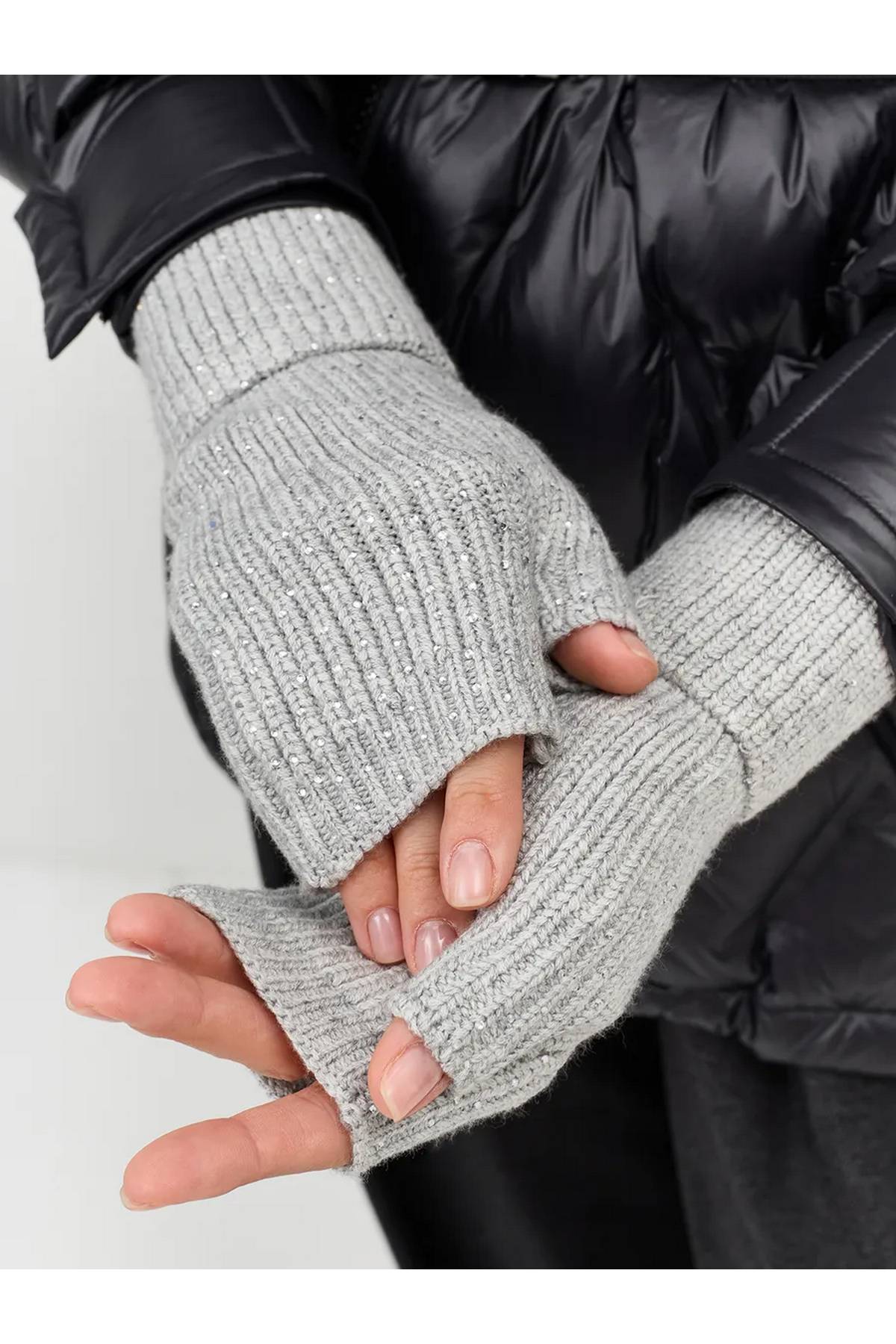 Митенки вязаные теплые зимние, One