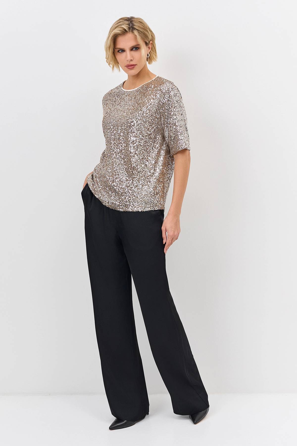 Лимитированная серия свободные брюки из шелковистой вискозы и ремень, 36