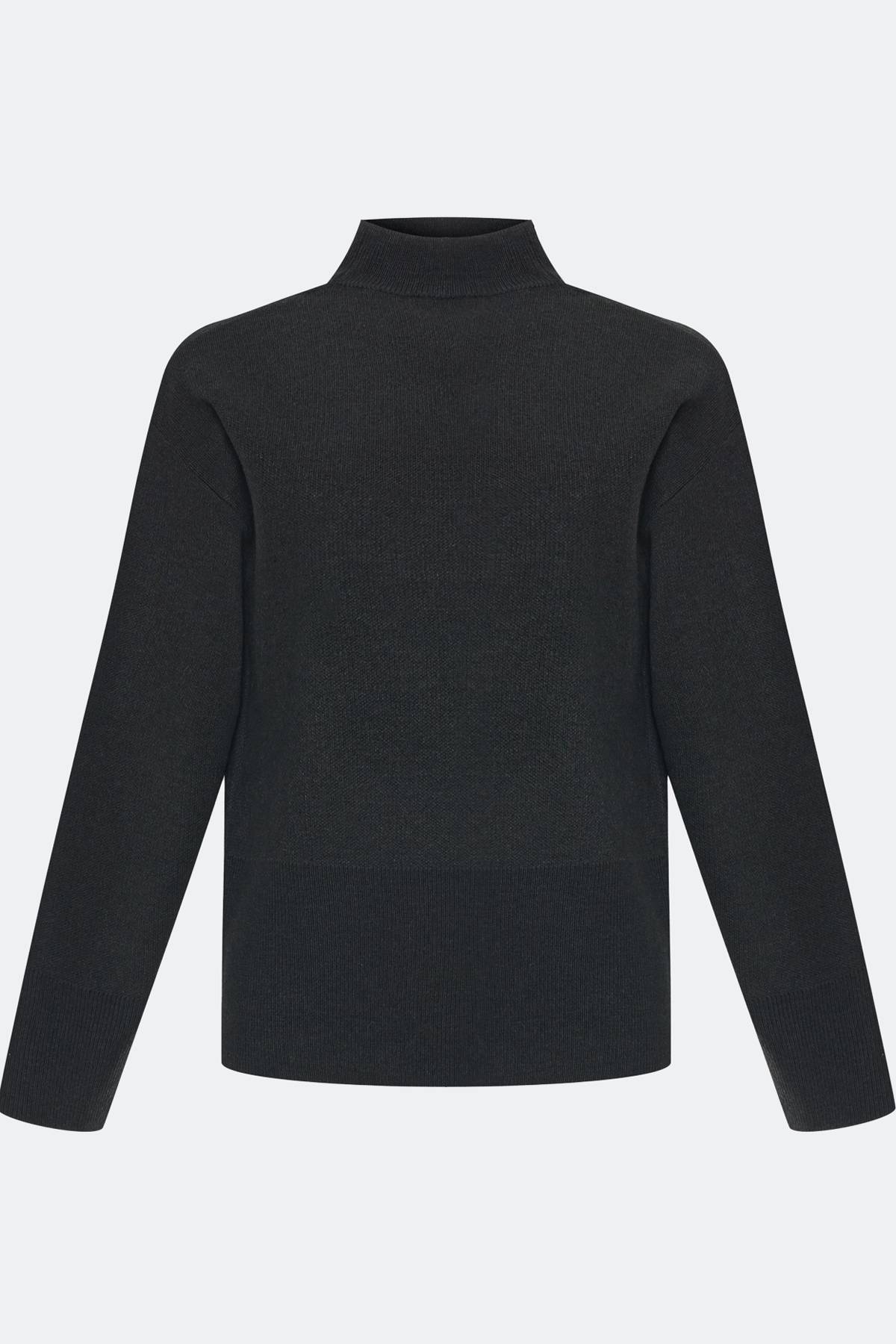 Темный свободный свитер с шерстью, 42