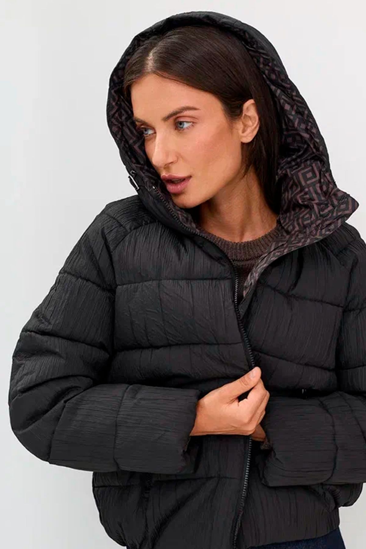 Жакардовая куртка с принтованной подкладкой, 46р