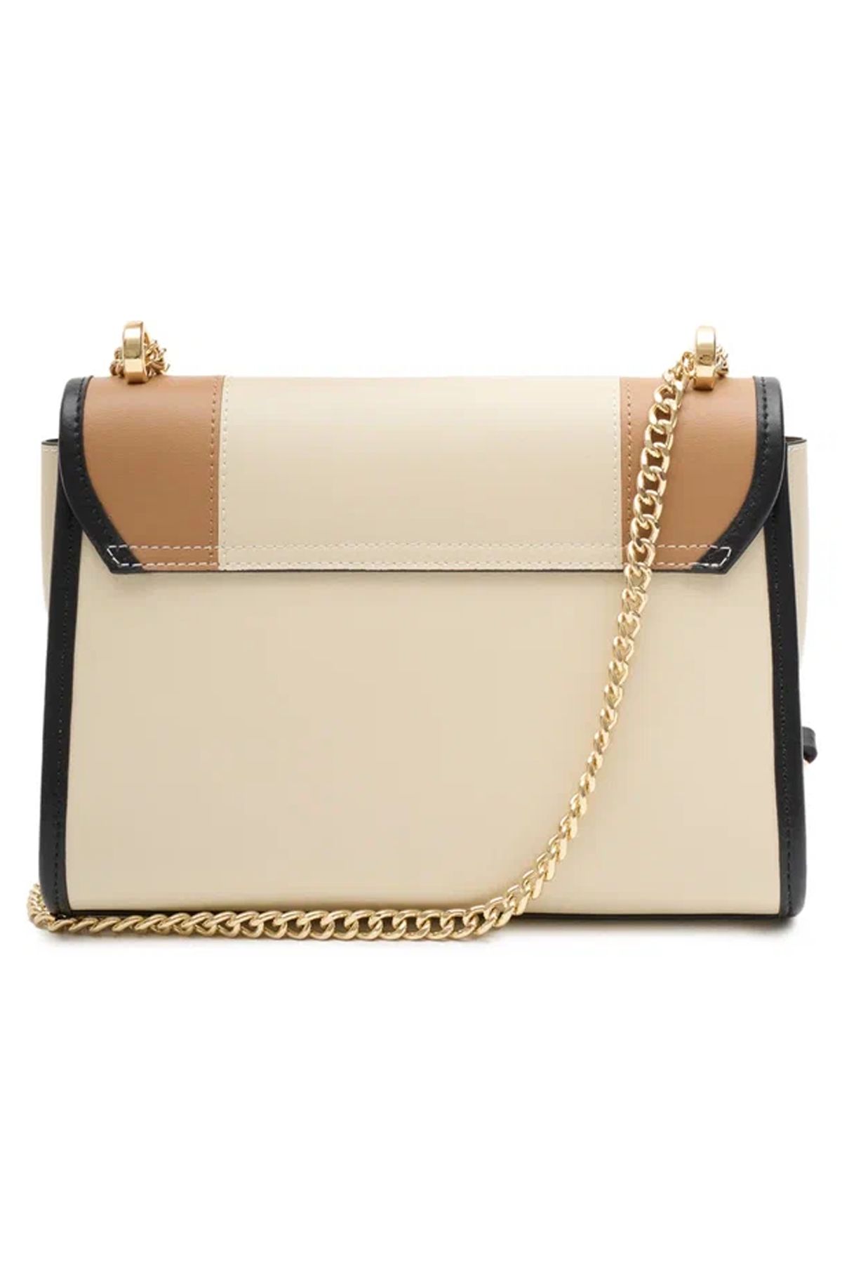 Кожаная сумка кроссбоди с клапаном с геометрическими контрастными деталями, One