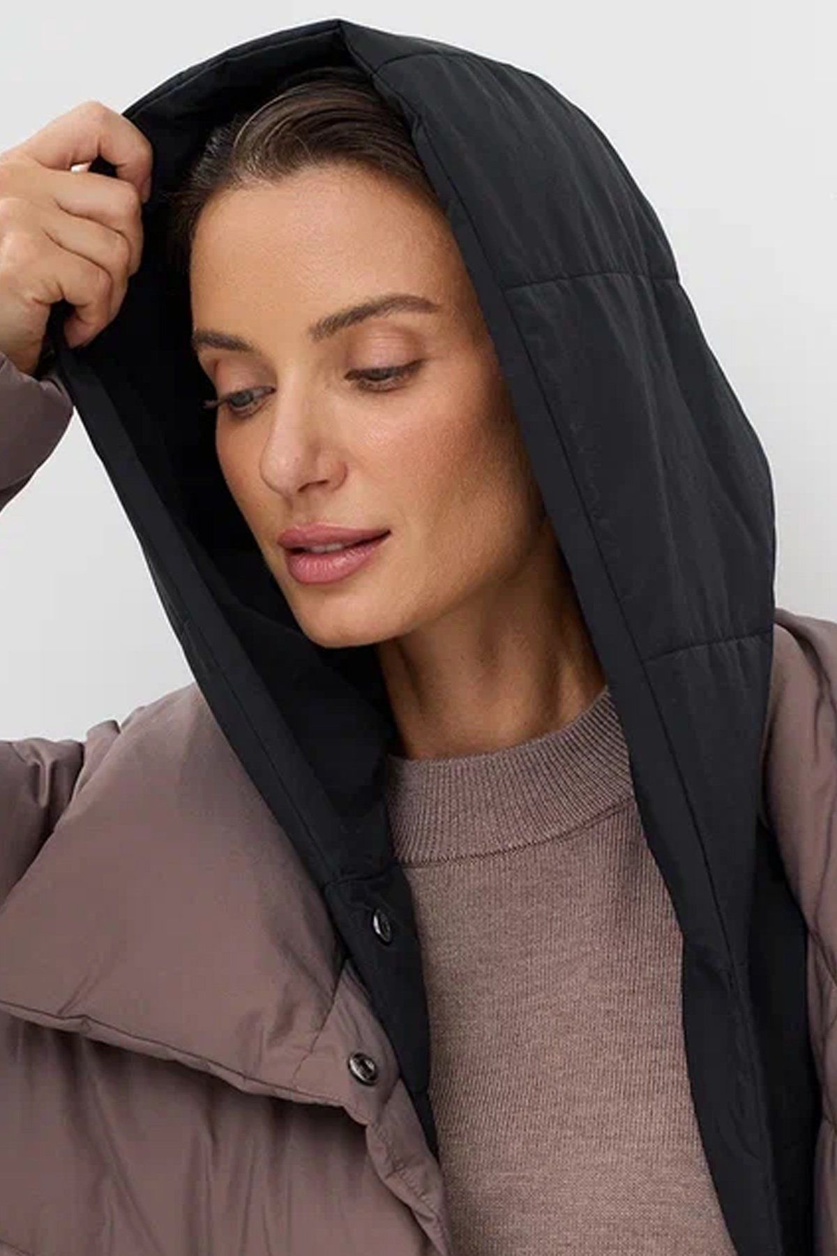 Пальто с эффектом многослойности в цвете какао, 46р