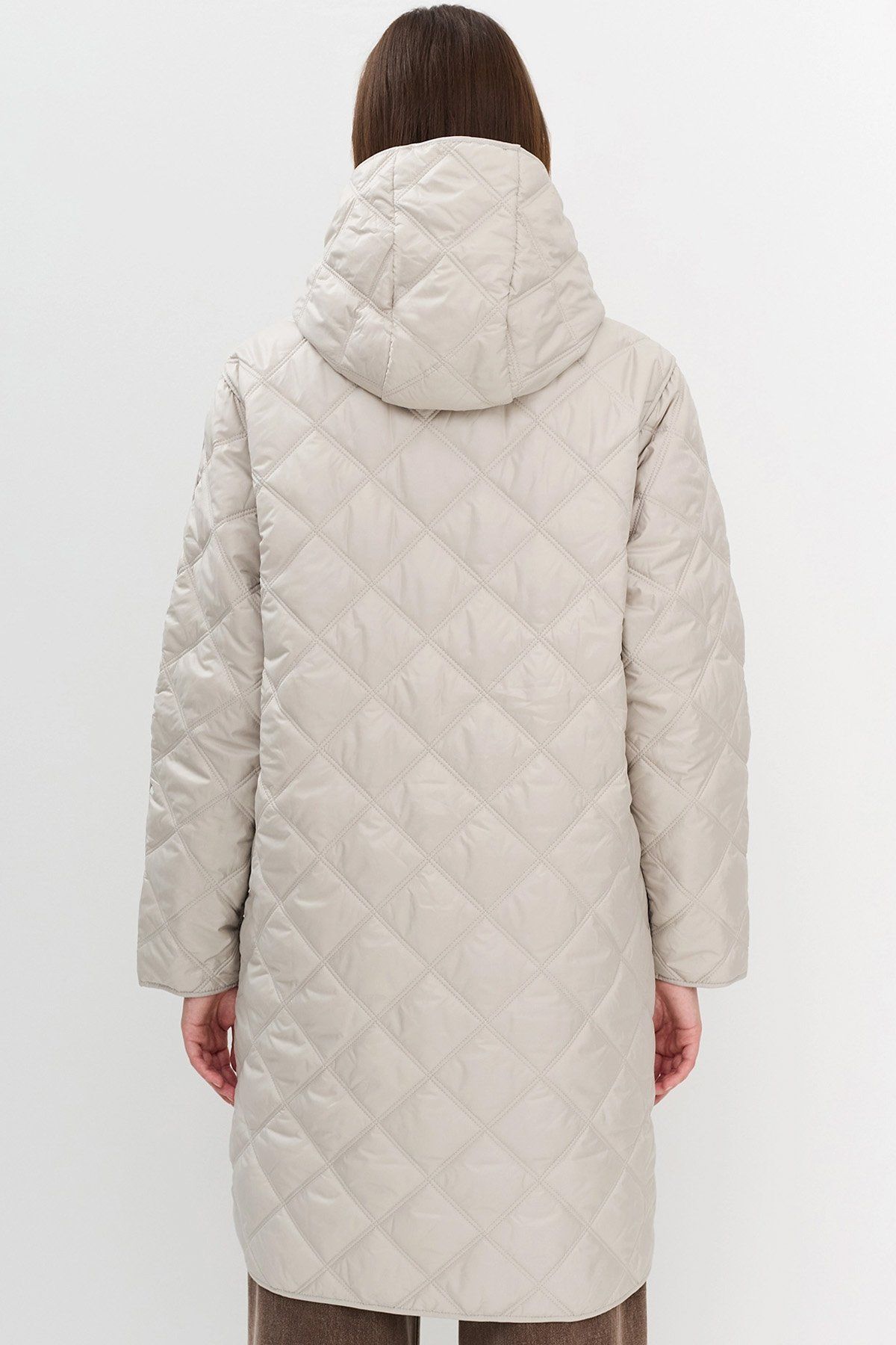 Пальто прямого кроя с утеплителем и ромбовидной стёжкой, 50р