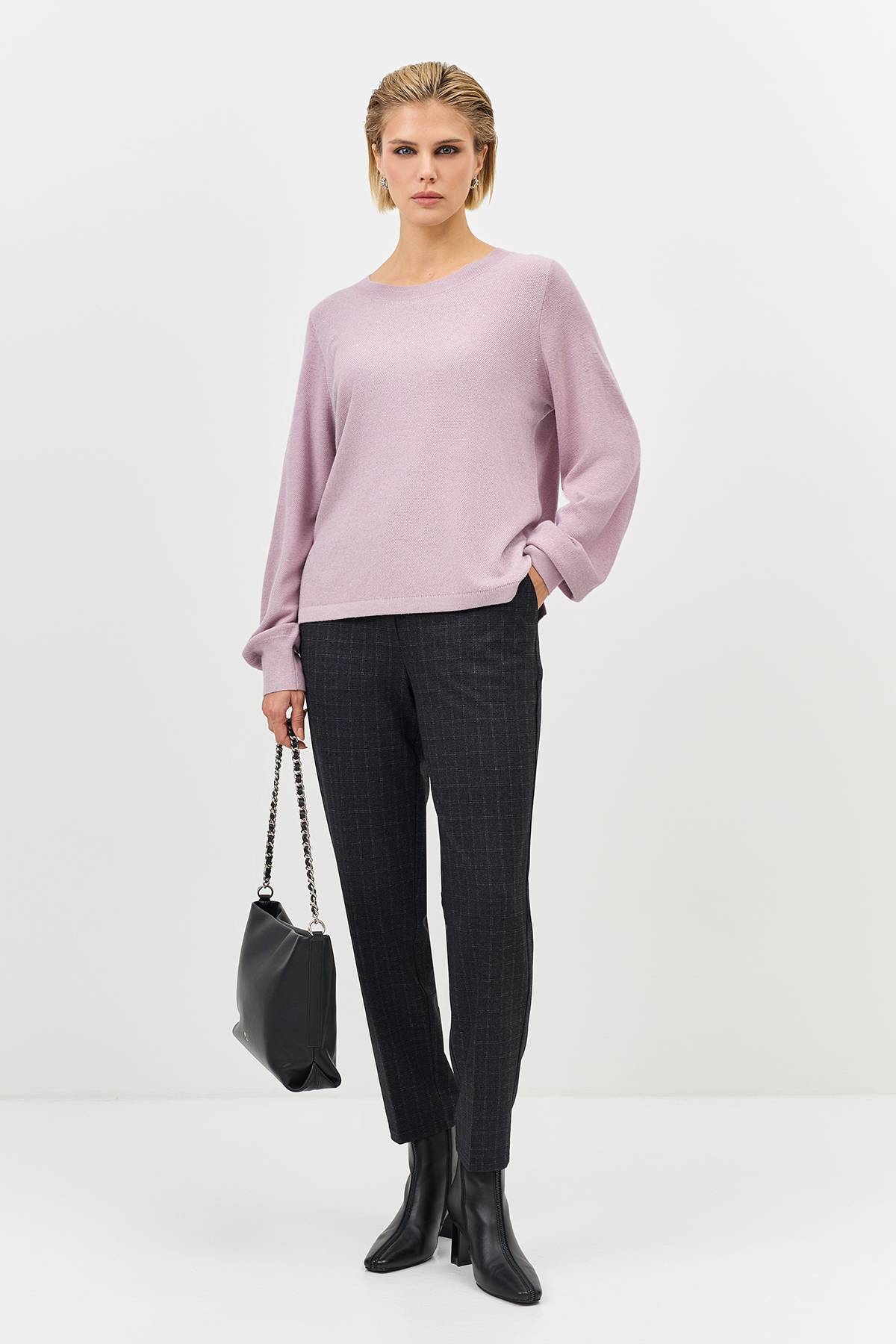 Лимитированная серия классические брюки в клетку с палантином, 40