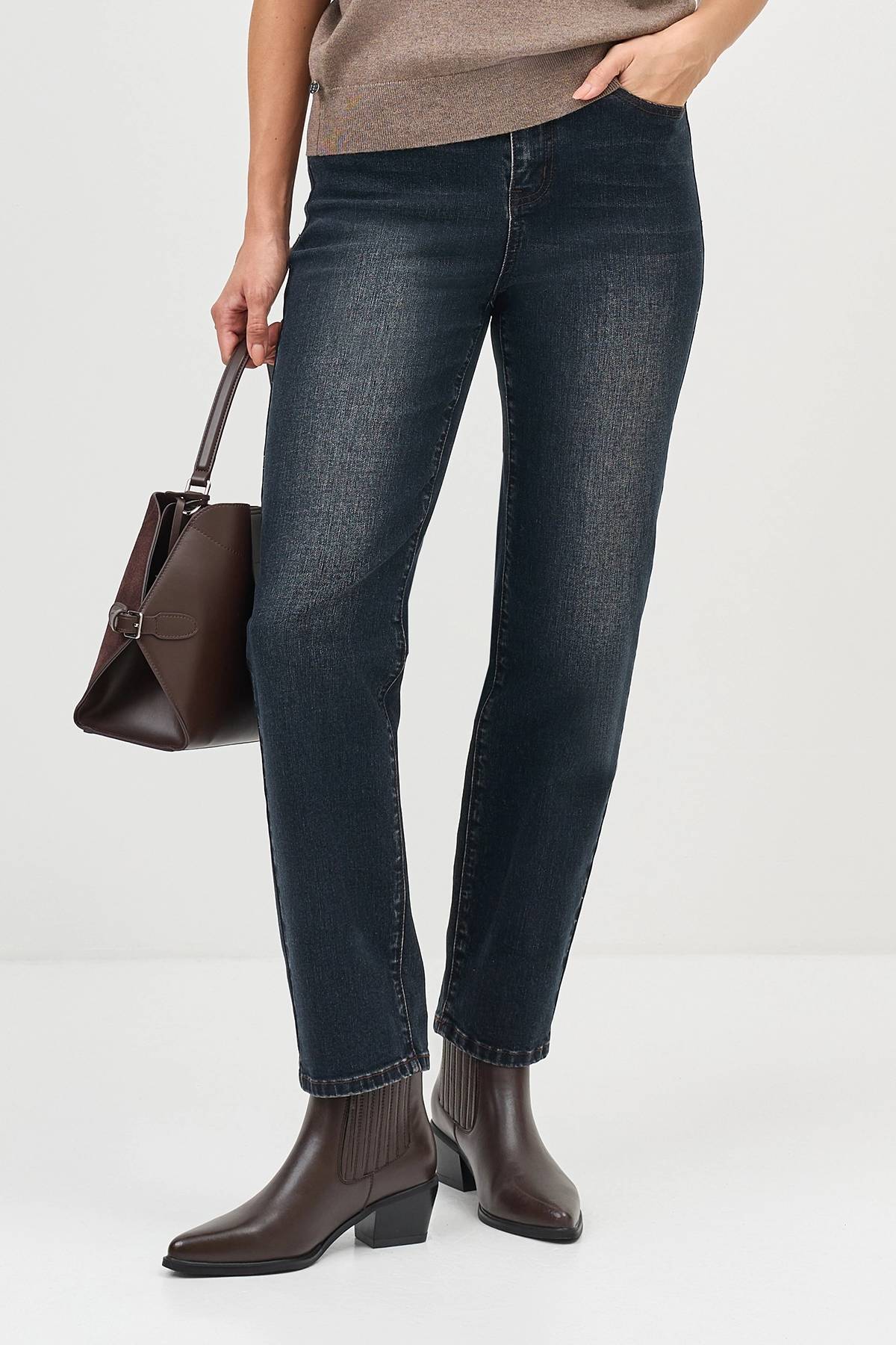 Синие джинсы с винтажной варкой, 34