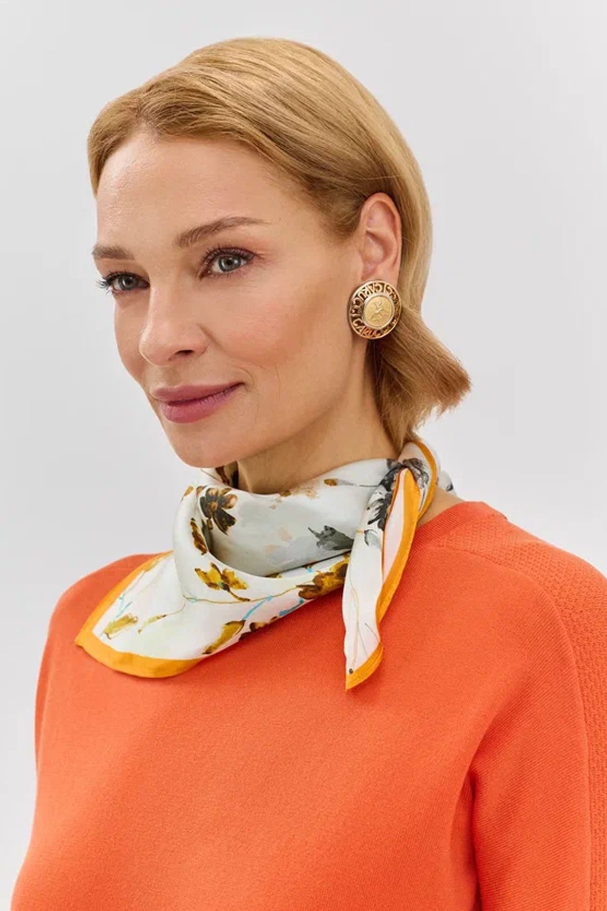 Легкий платок из натурального шелка с цветочным принтом BLMR325127, One