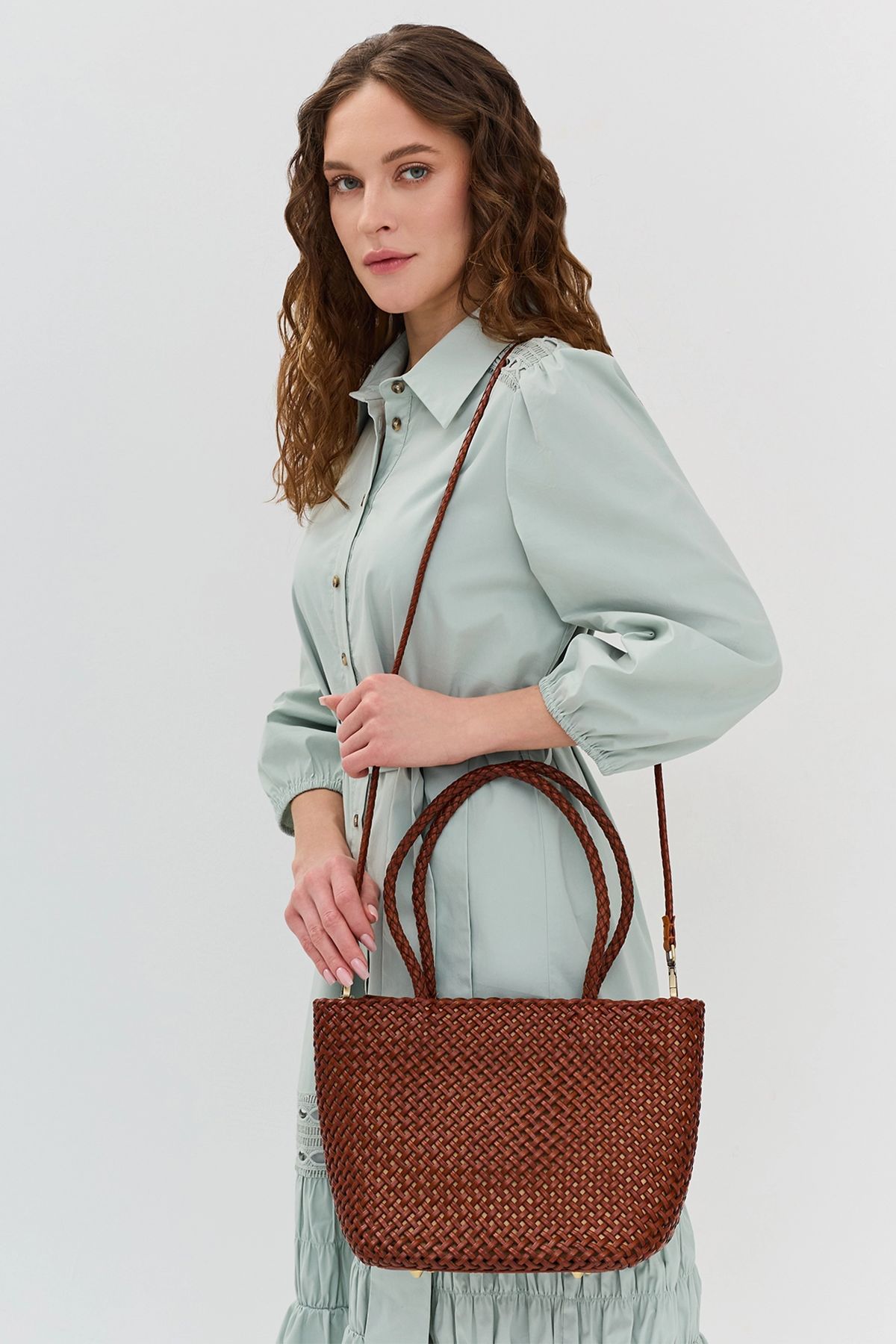 Плетеная сумка-шоппер из натуральной кожи, One