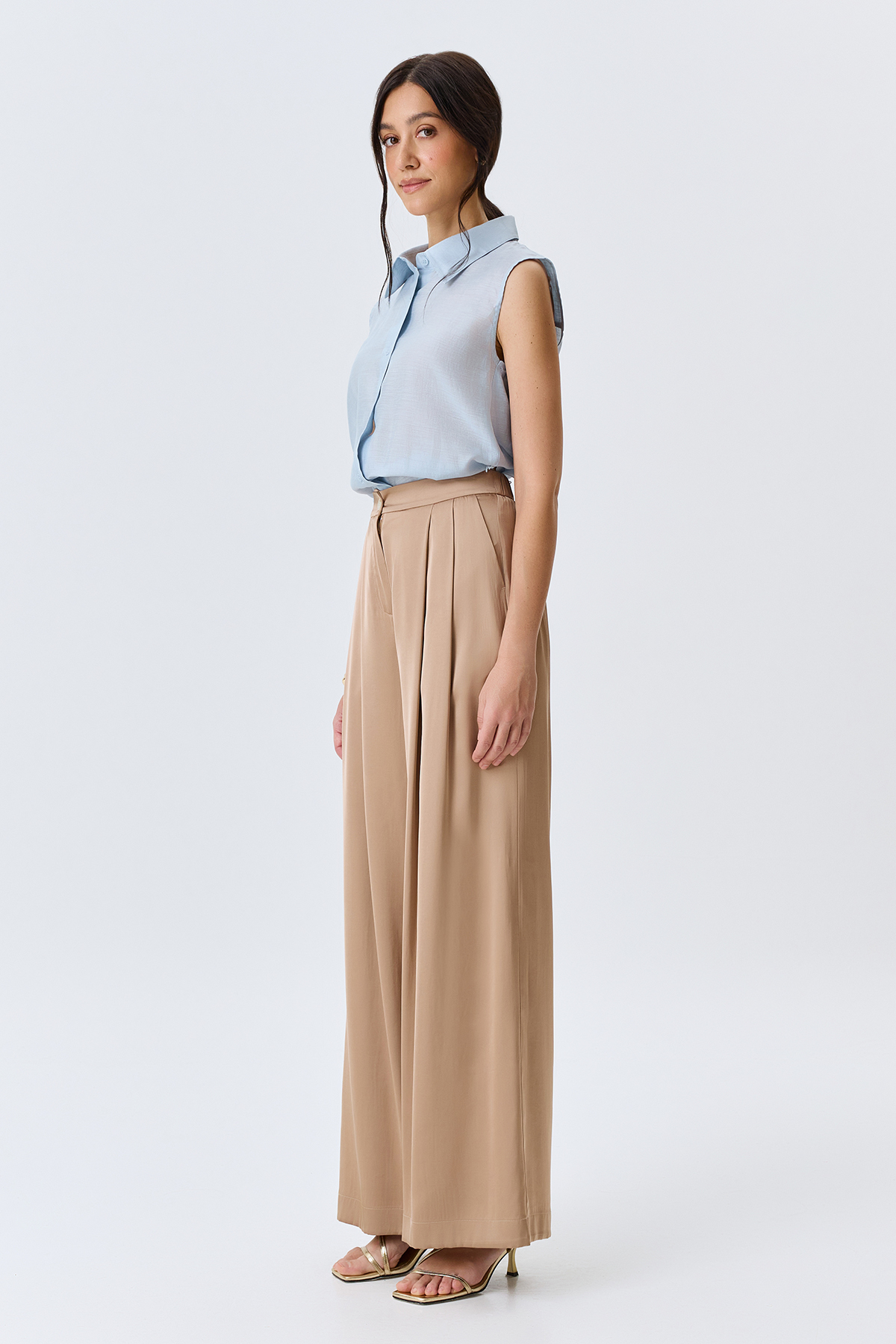 Сатиновые брюки палаццо, 50