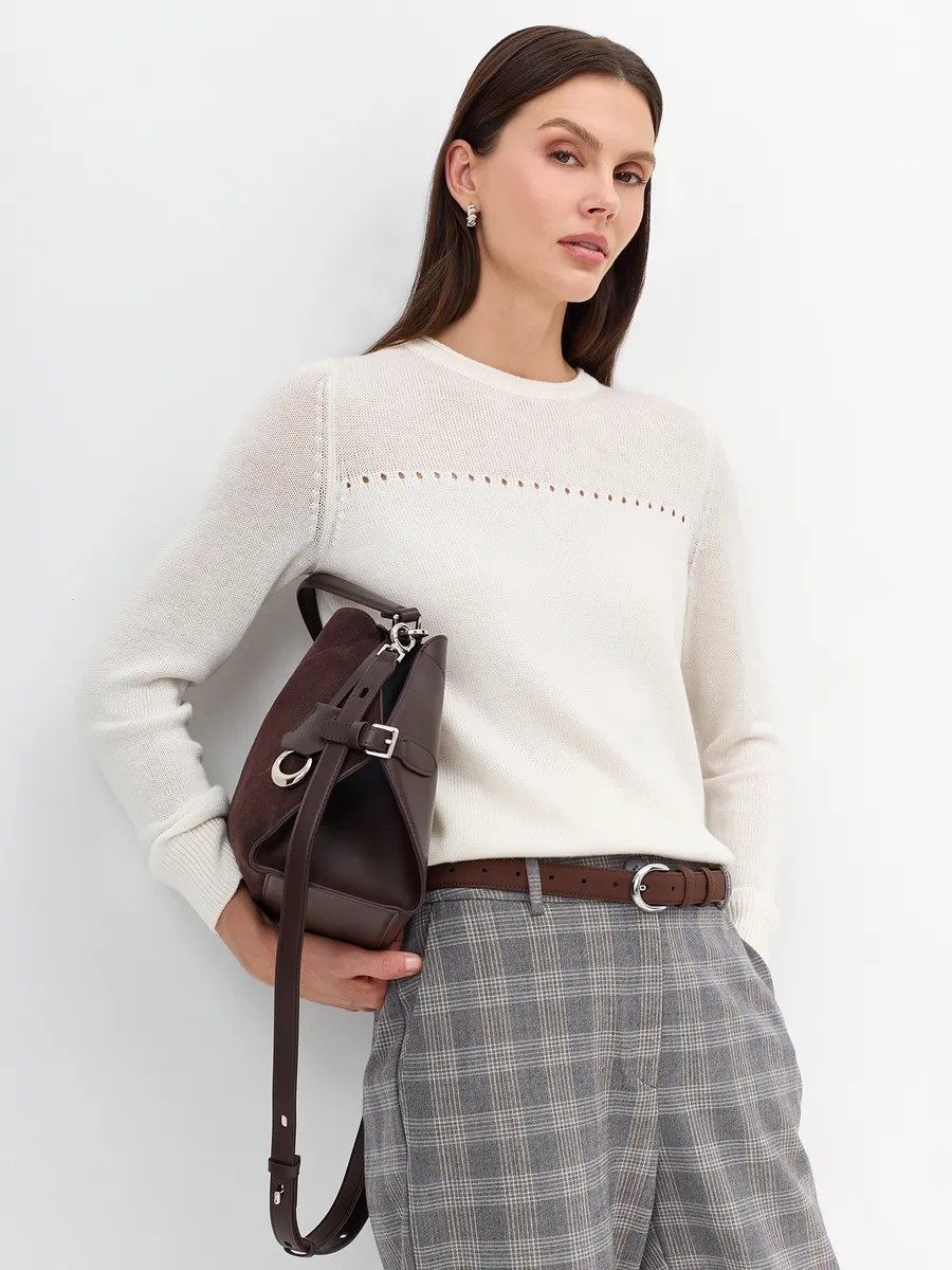 Коричневый ремень из натуральной кожи, S