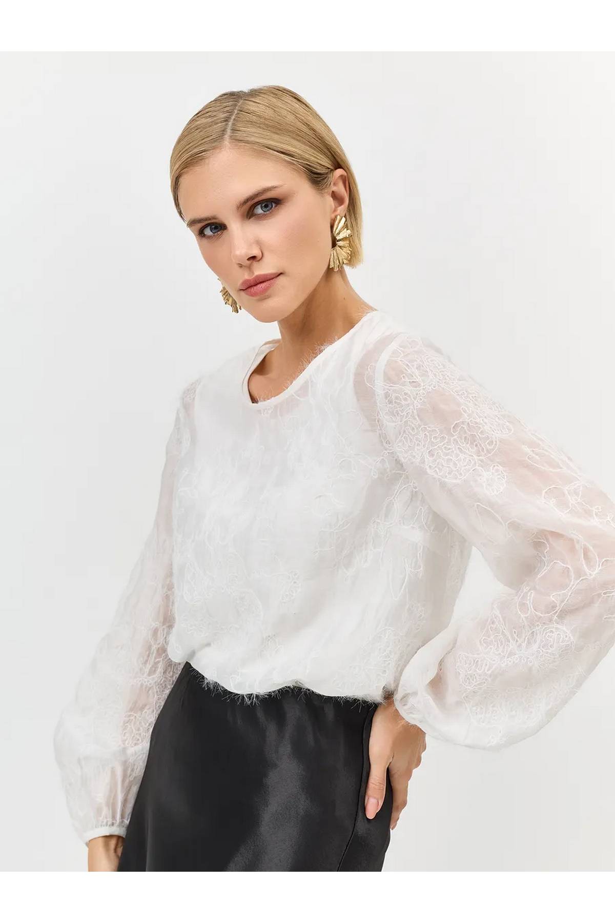 Лимитированная серия романтичная блузка с вышивкой и ремень, 34