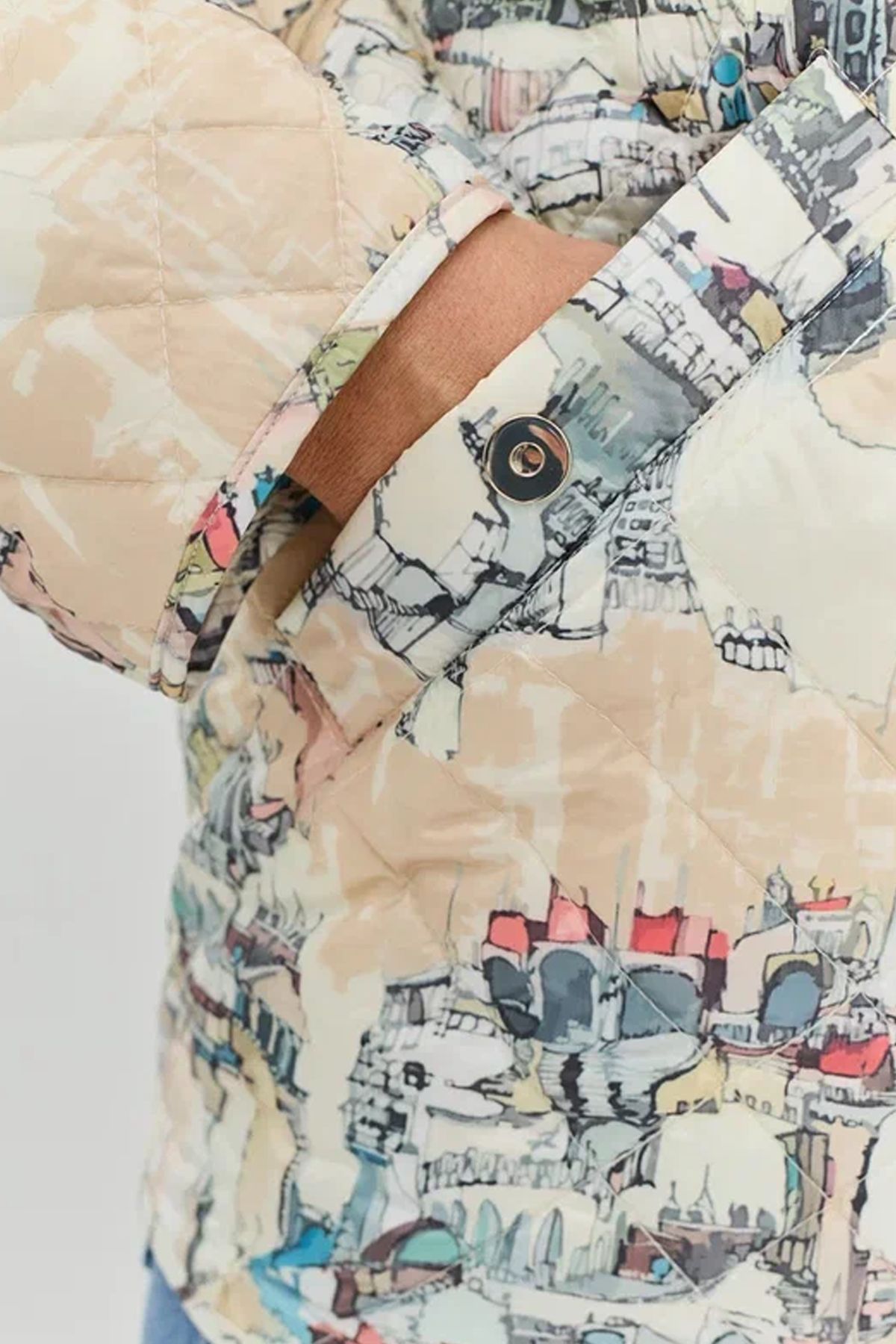 Принтованная куртка с лёгким утеплителем, 52р