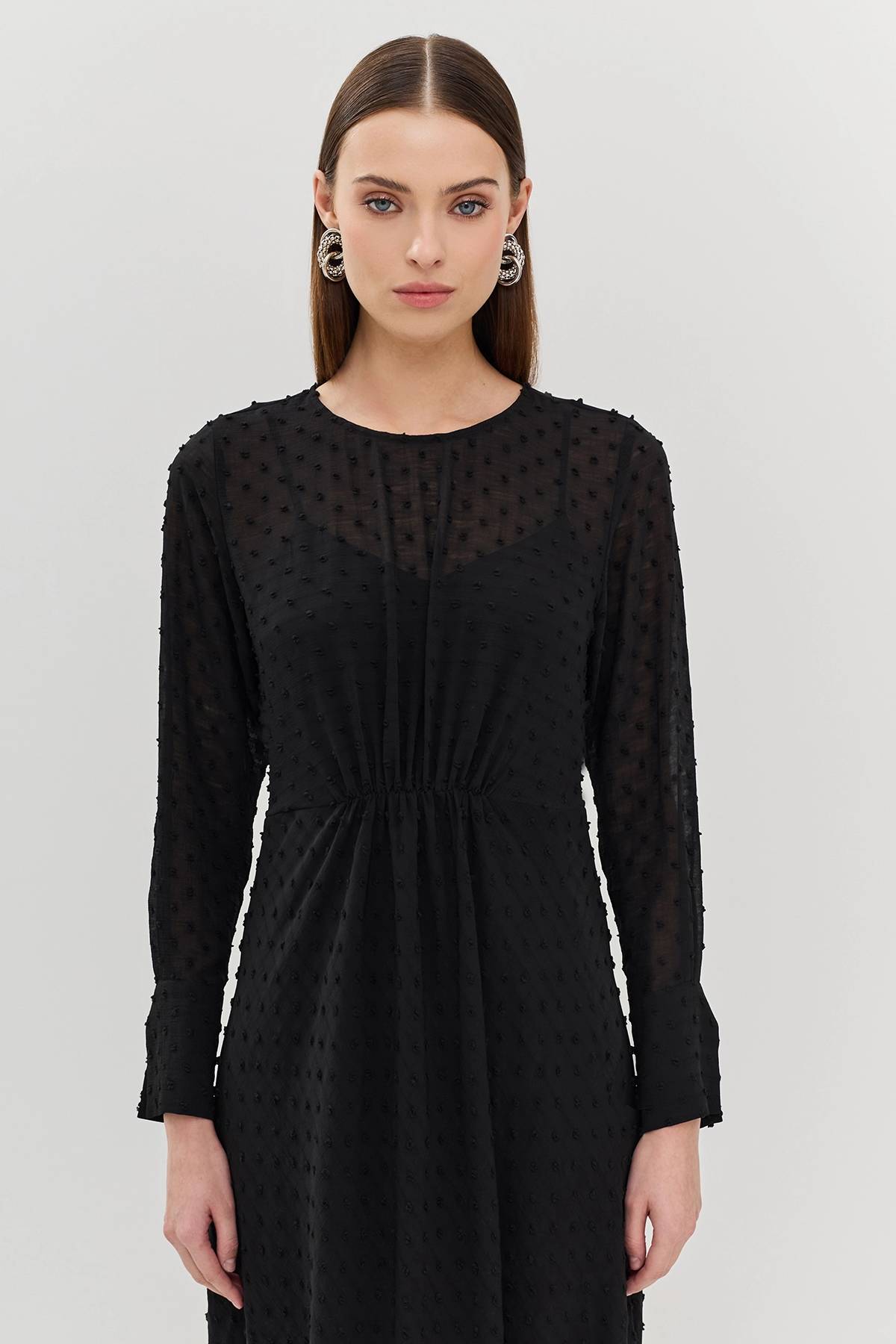 Лимитированая серия платье-миди в горошек с ремнем, 42