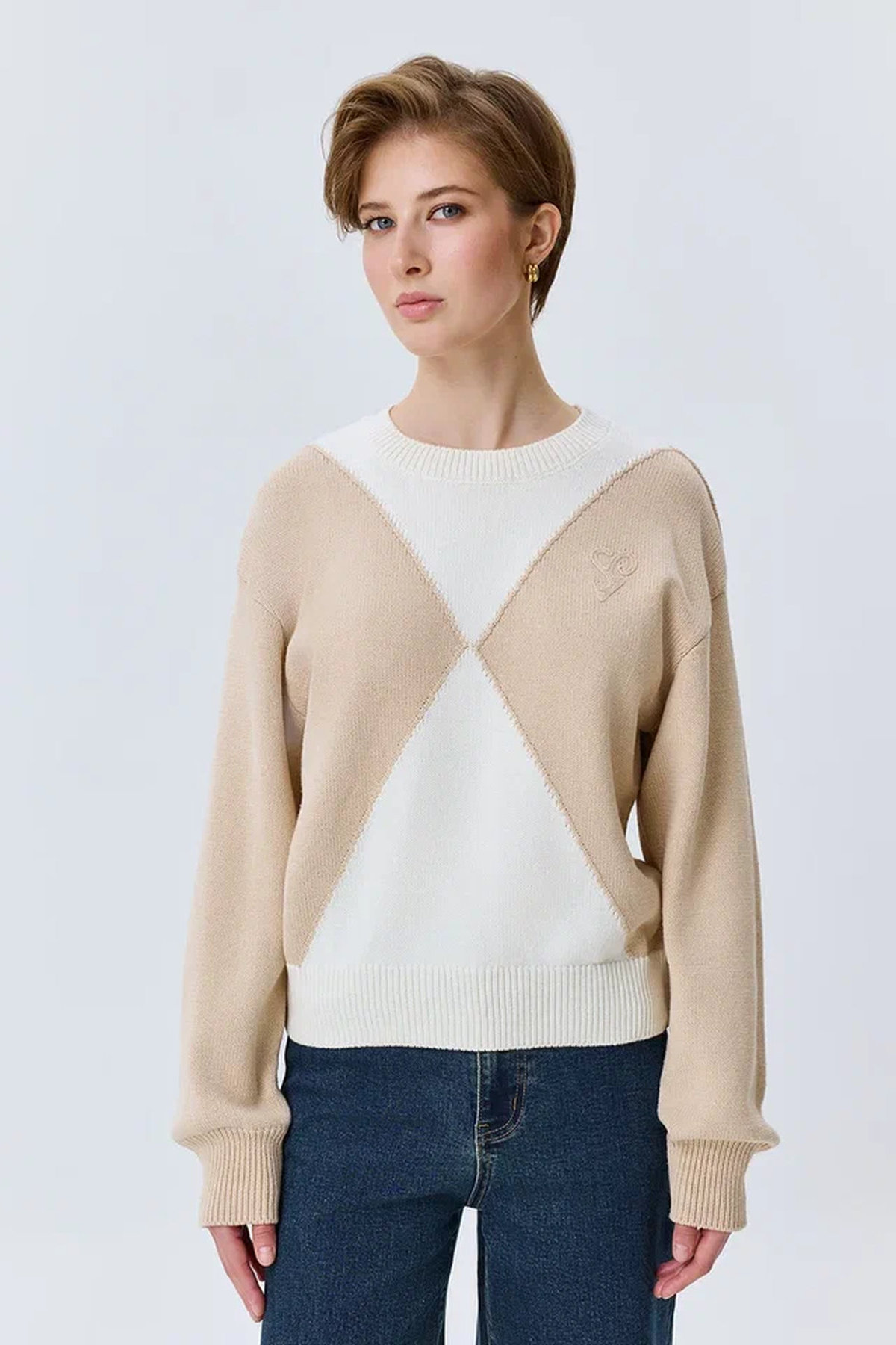 Свитер в стиле "color block", 50