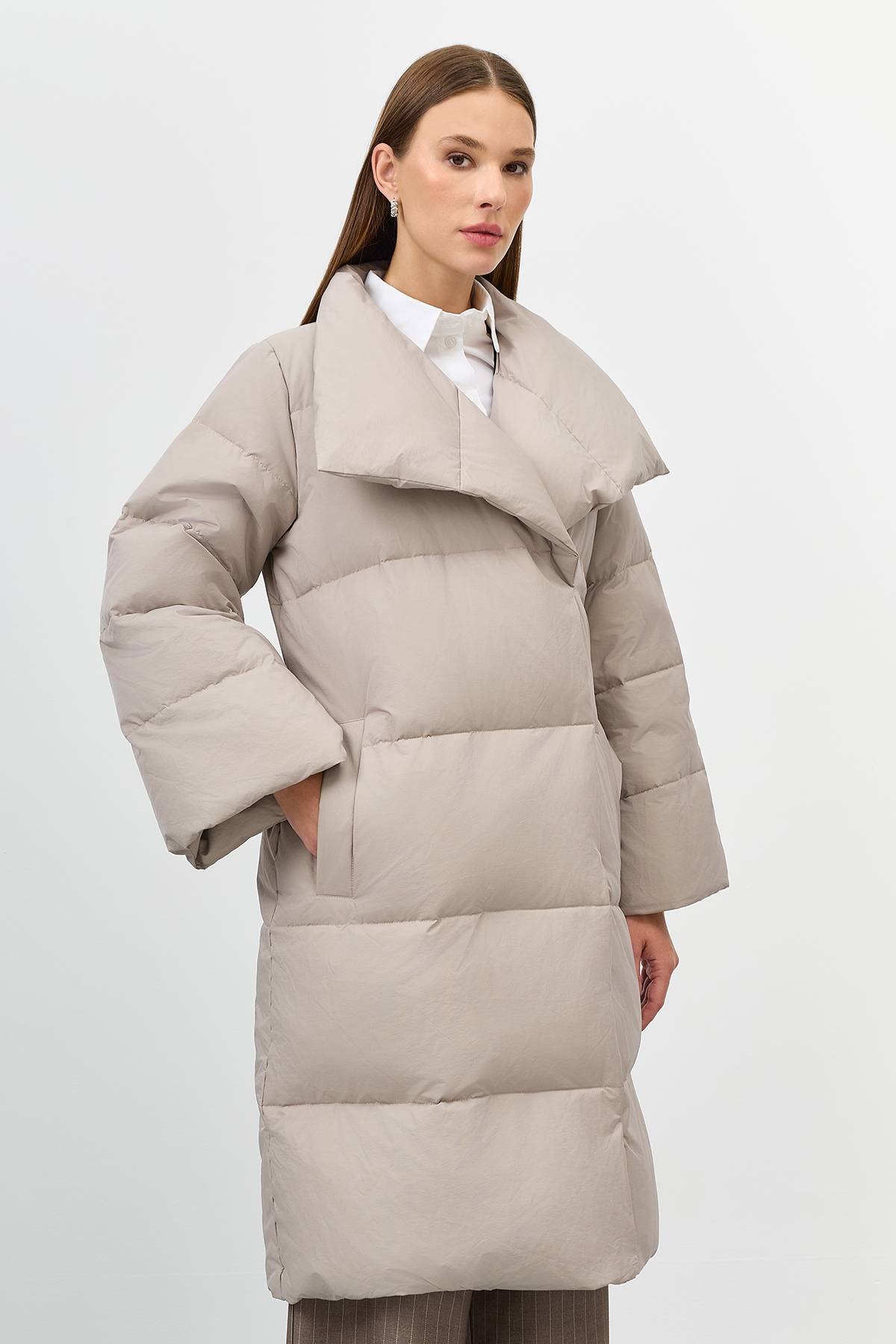 Лимитированная серия пуховое пальто с палантином, 40