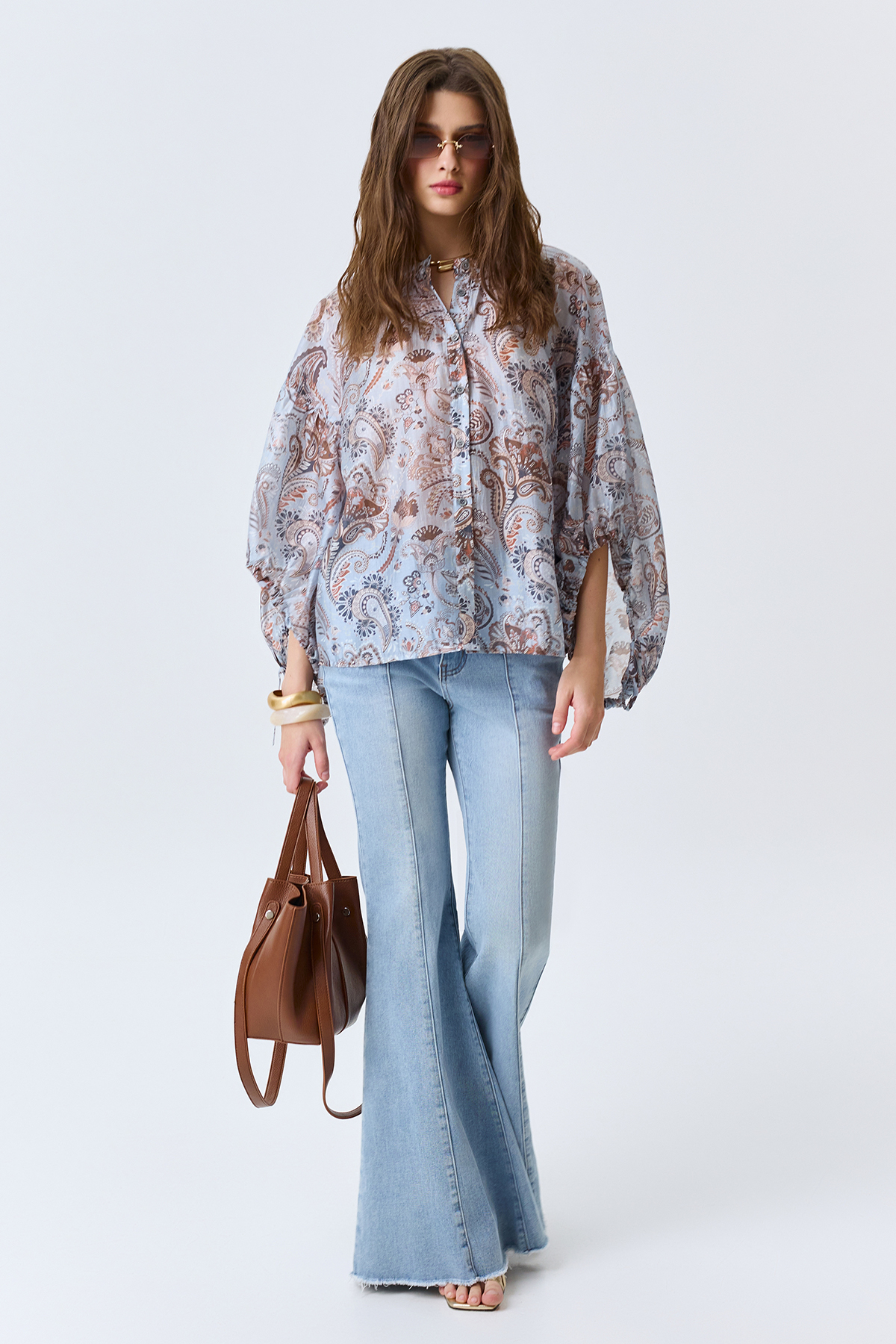 Романтичная блузка с принтом "Пейсли", 48