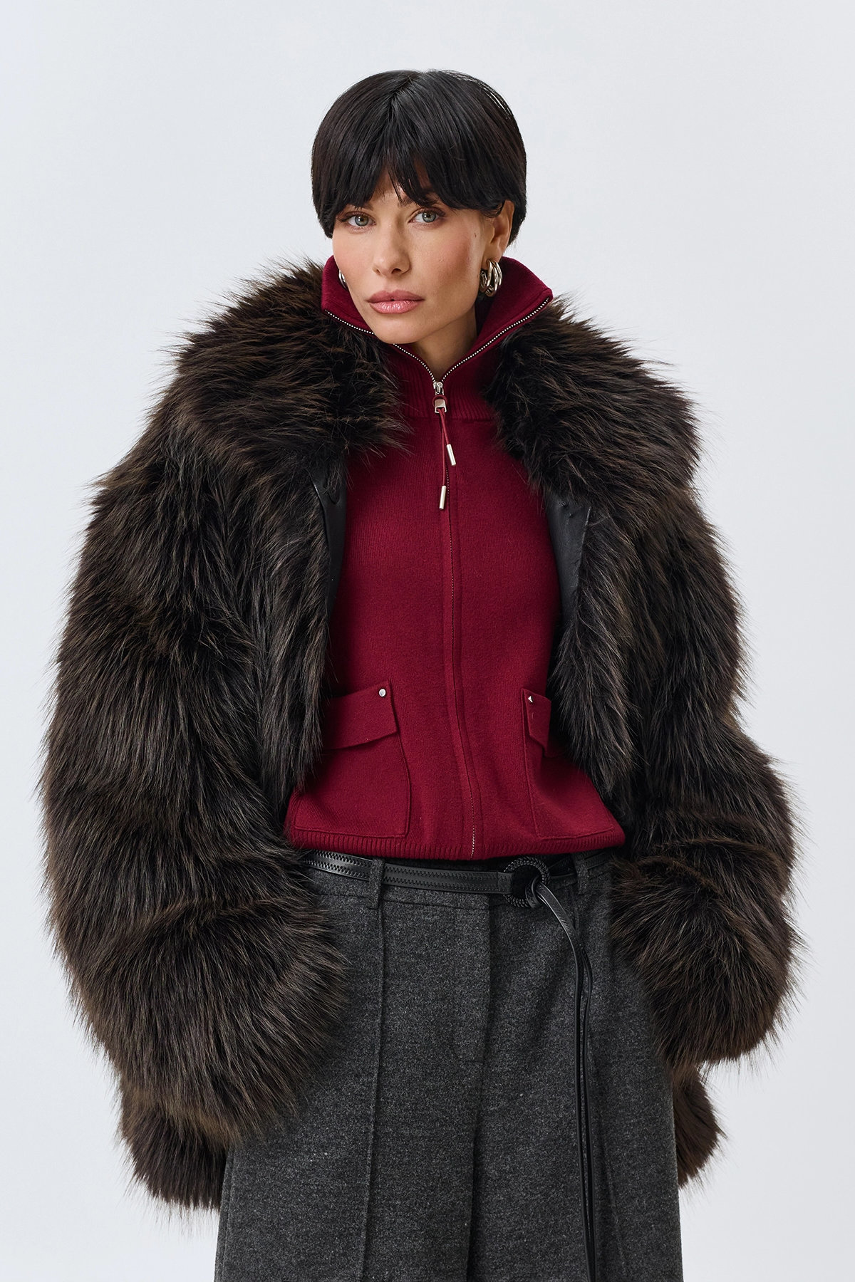 Полушубок oversize из эко-меха, 42