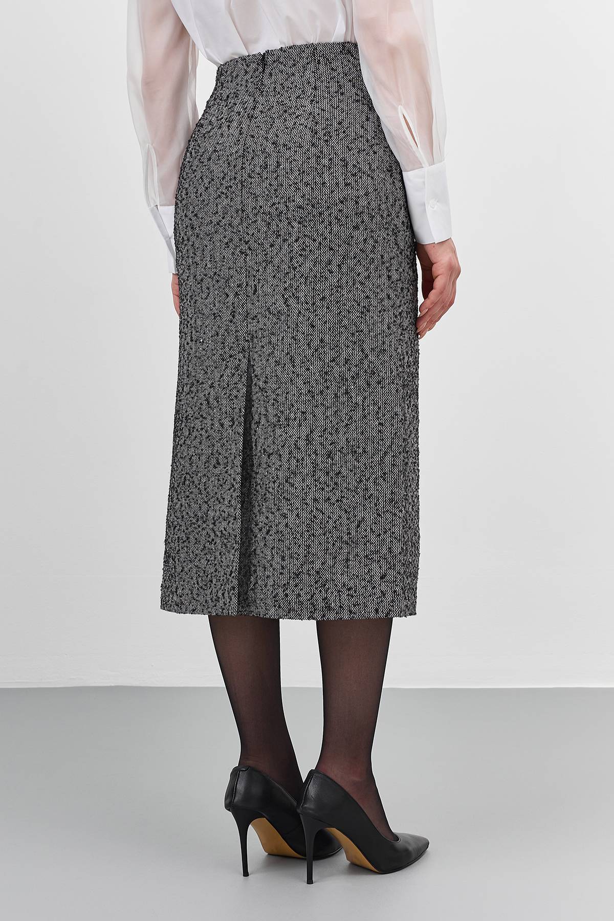 Прямая юбка из твида, 42